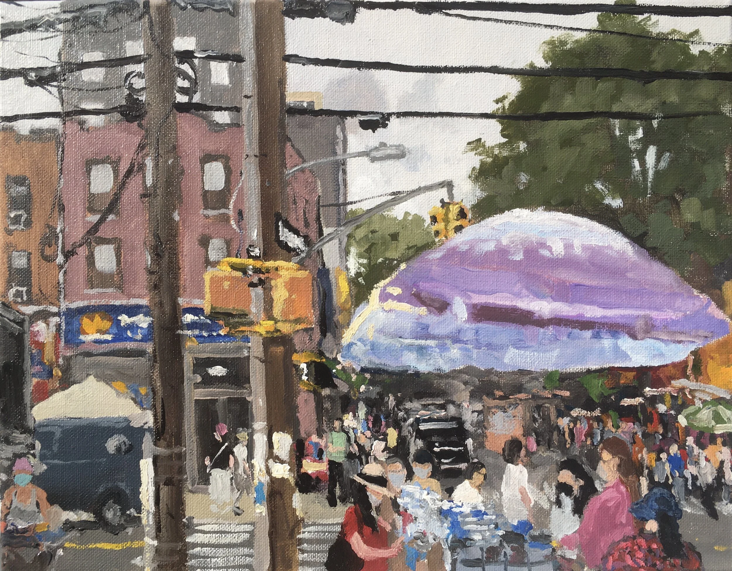  “Painting 42, China Town, Brooklyn” oil on canvas, h 11” x w 14”, 2021  Painting Brooklyn Project  