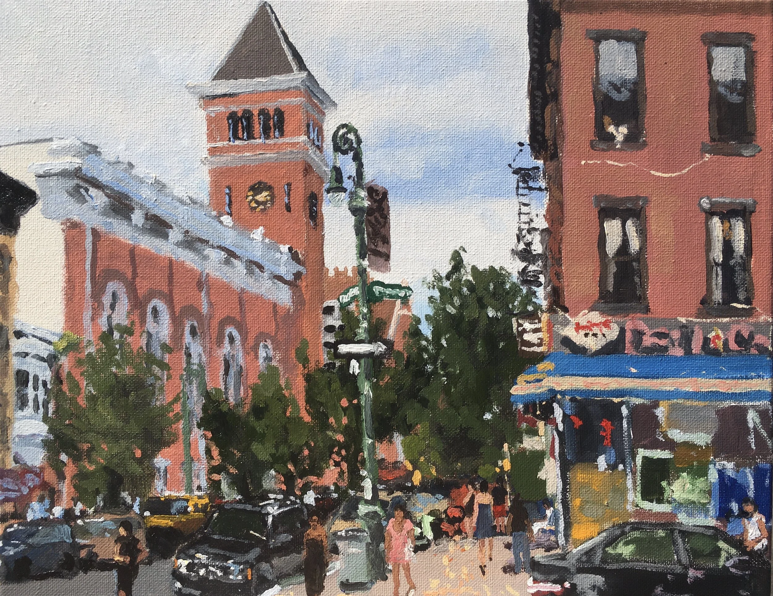  “Painting 45, Bedford-Stuyvesant, Brooklyn” oil on canvas, h 11” x w 14”, 2021  Painting Brooklyn Project  