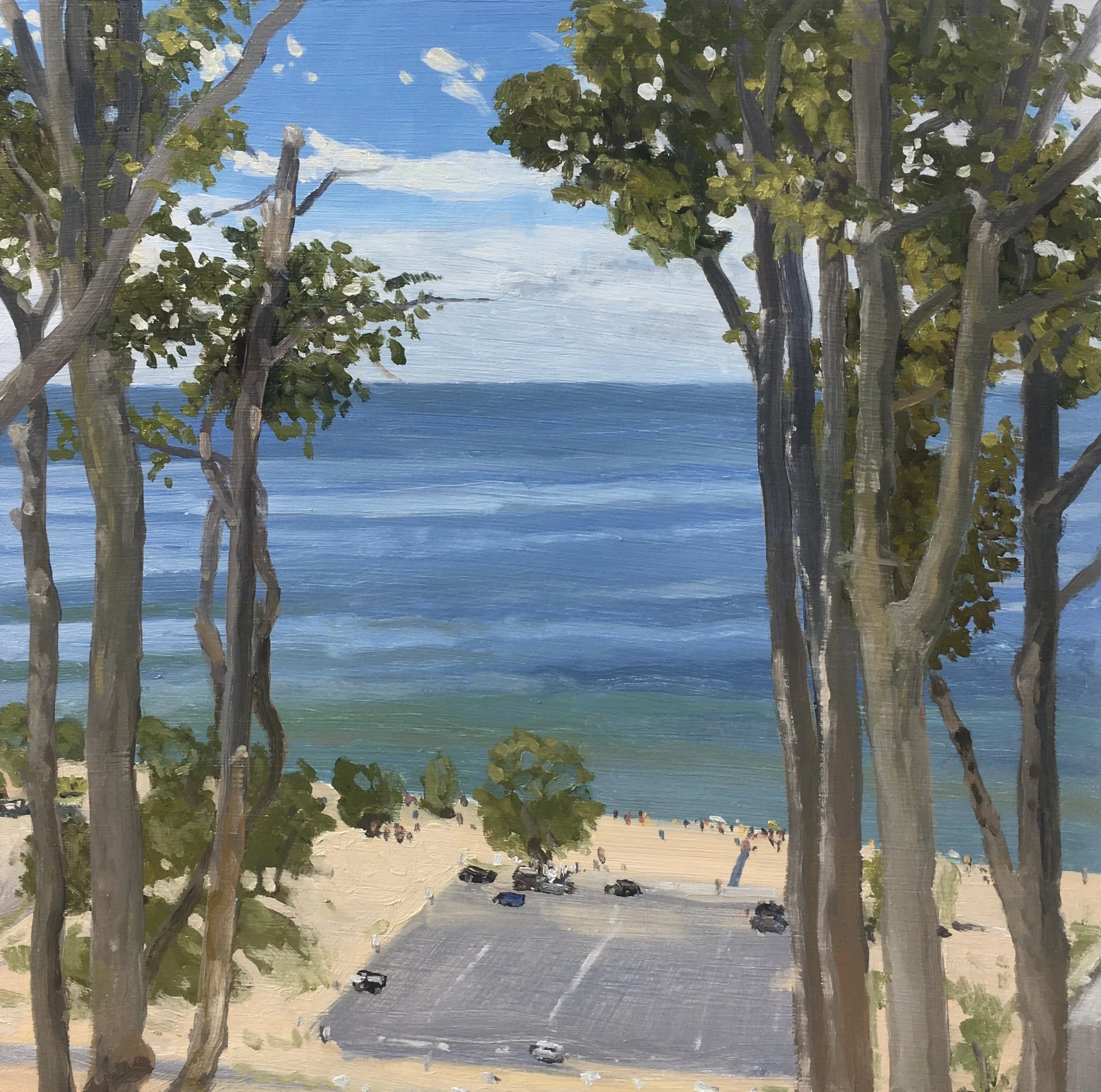  “Painting 61, Michigan-2021-09” Warren Dunes - Sawyer, MI oil on wood, h 12” x w 12”, 2021 