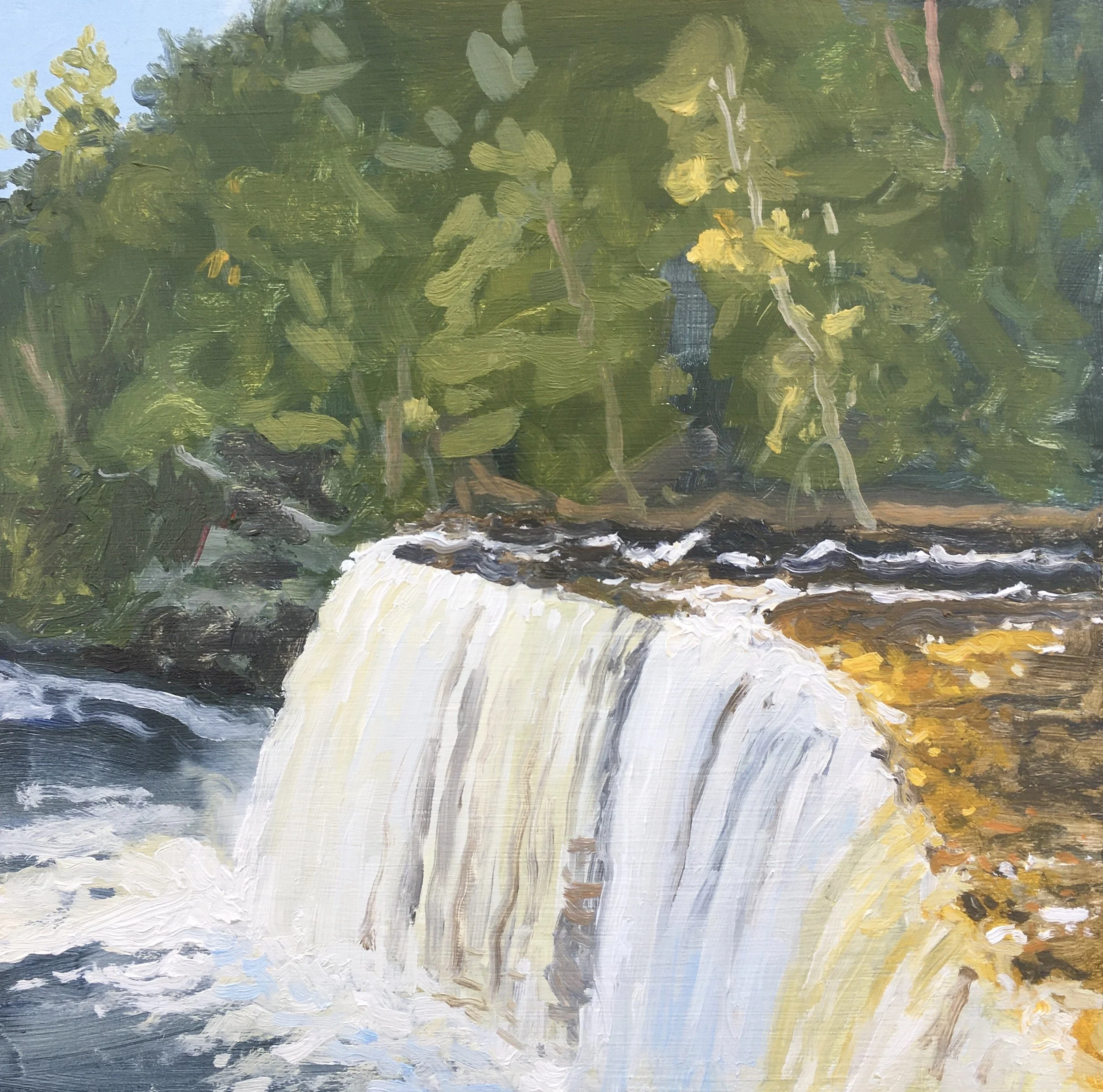  “Painting 76, Michigan-2021-24” Taquahmenon Upper Falls - Paradise, MI oil on wood, h 8” x w 8”, 2021 