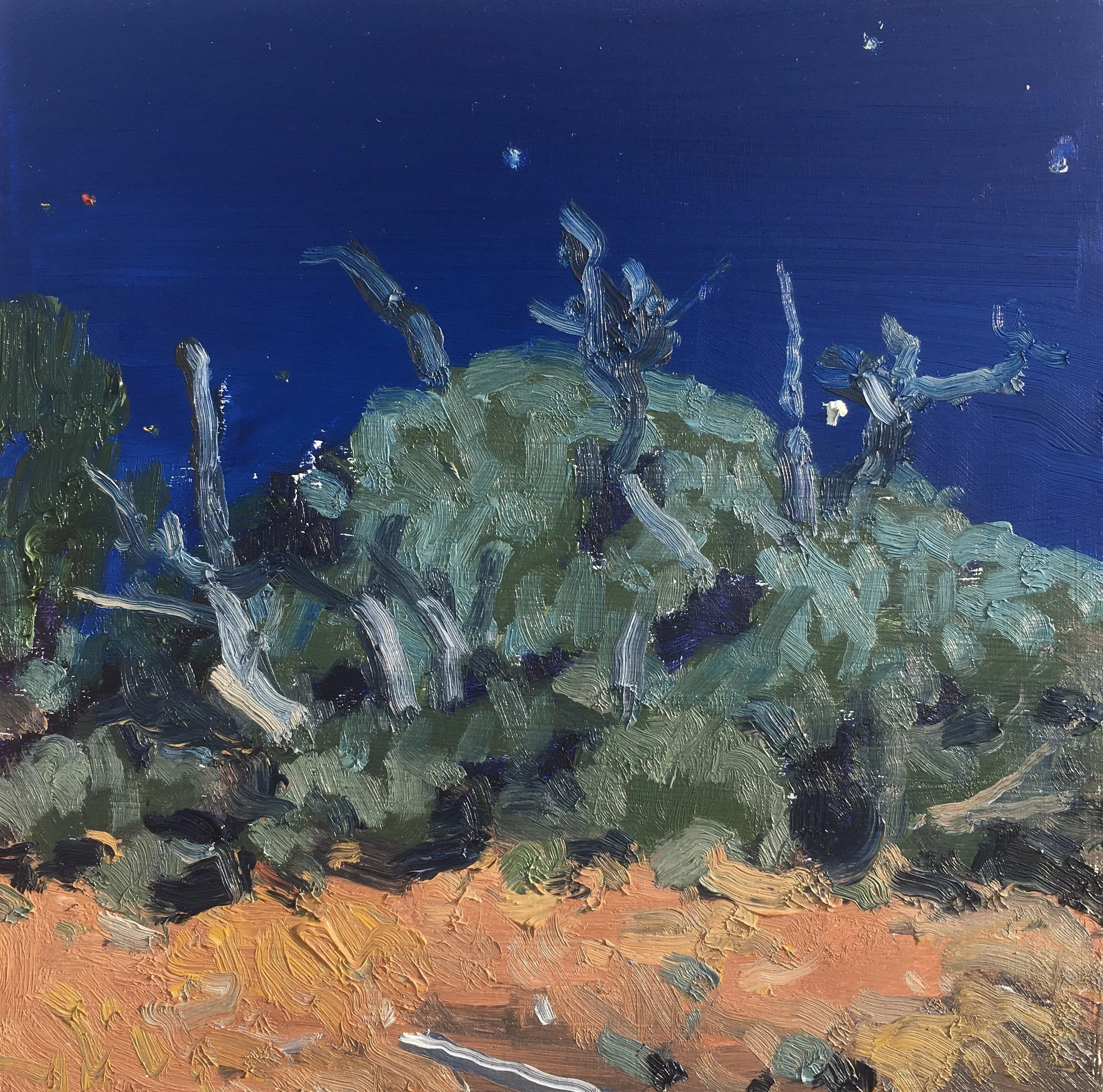  “Painting 102, Utah-2021-22” Burr Trail - GSENM, UT - Nocturne oil on wood, h 8” x w 8”, 2021 