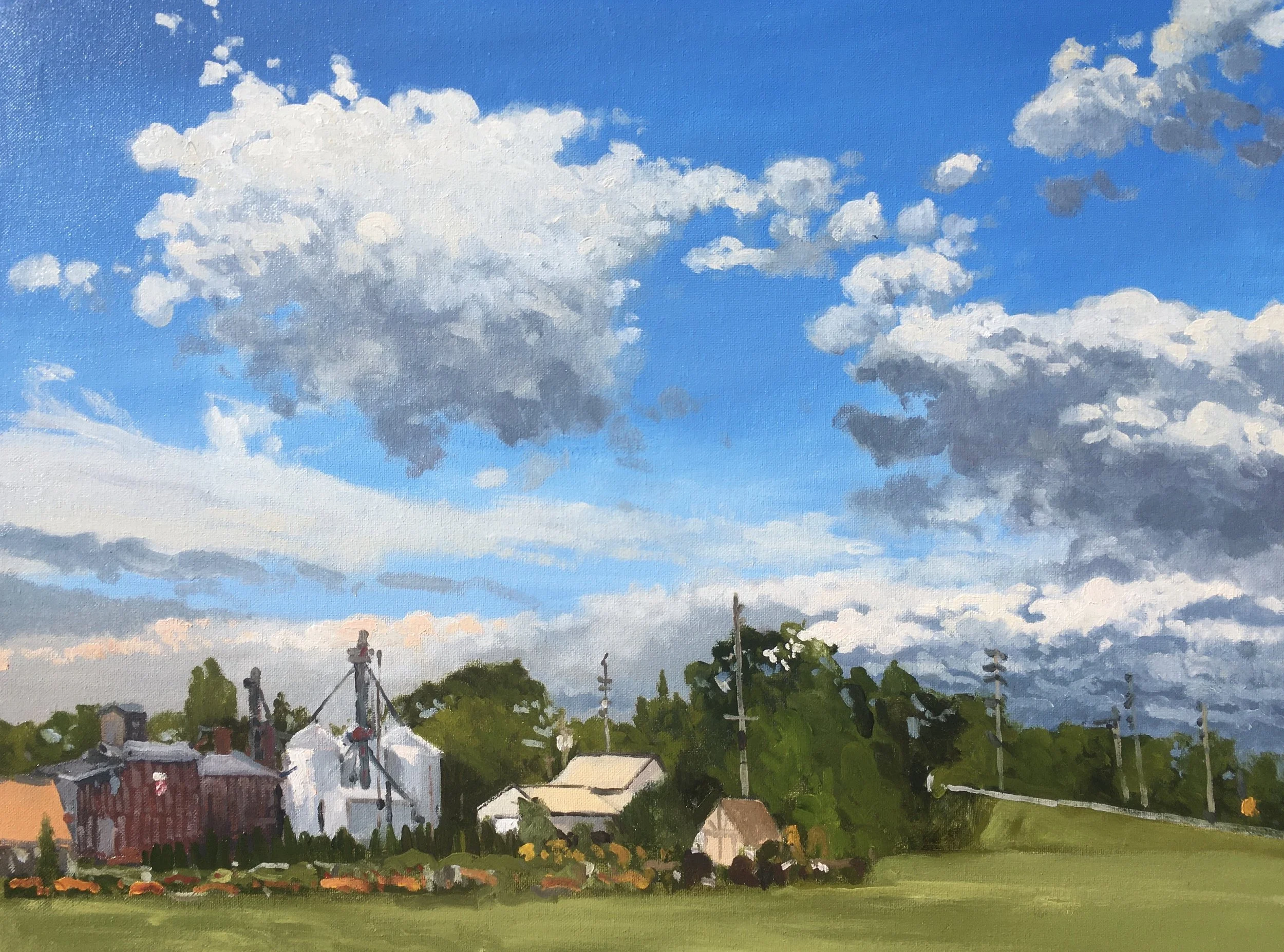  “Painting 56, Michigan-2021-04” Community Garden - Three Oaks, MI oil on canvas, h 18” x w 24”, 2021 