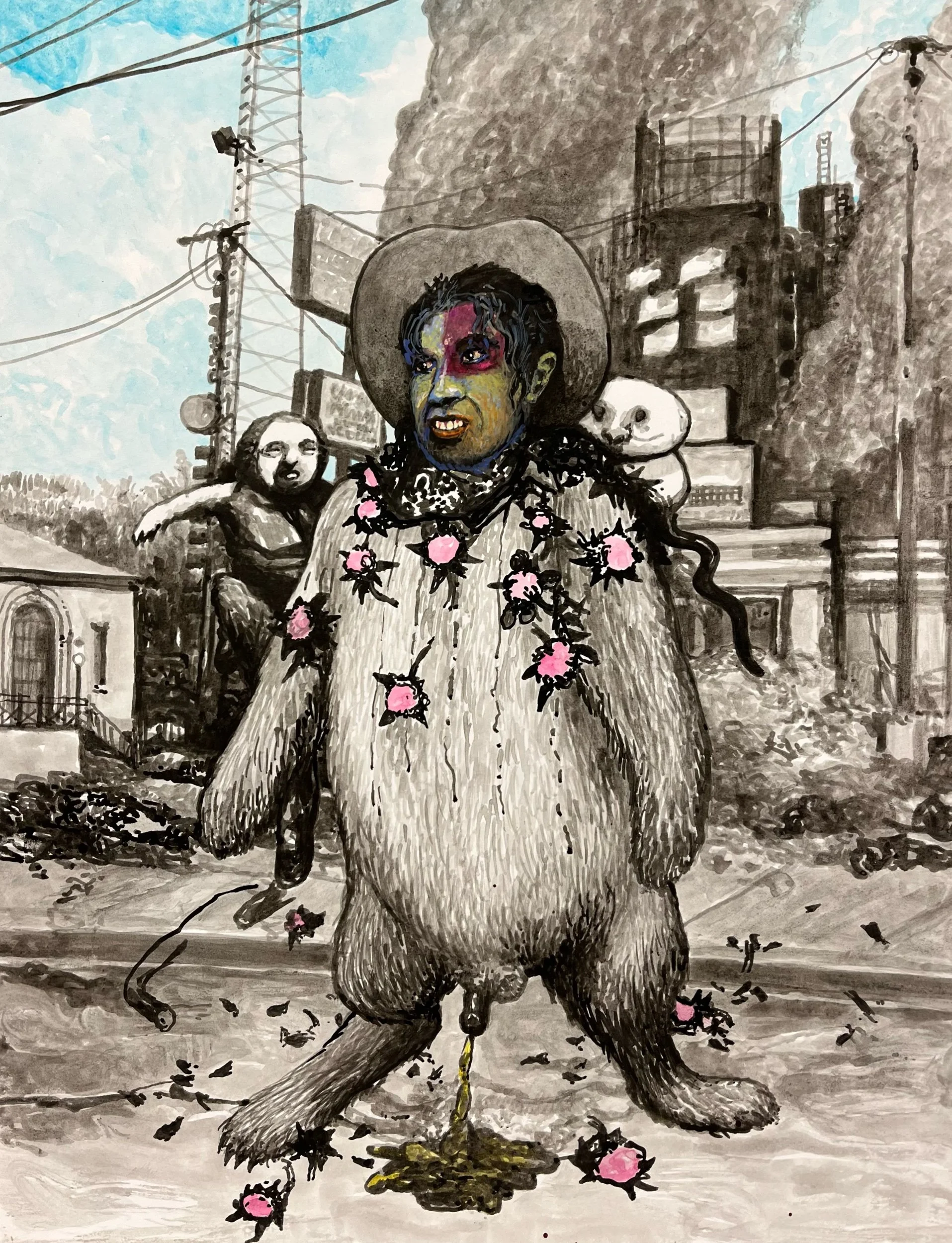  ink &amp; gouache on paper, h 14” x w 11”, 2022 