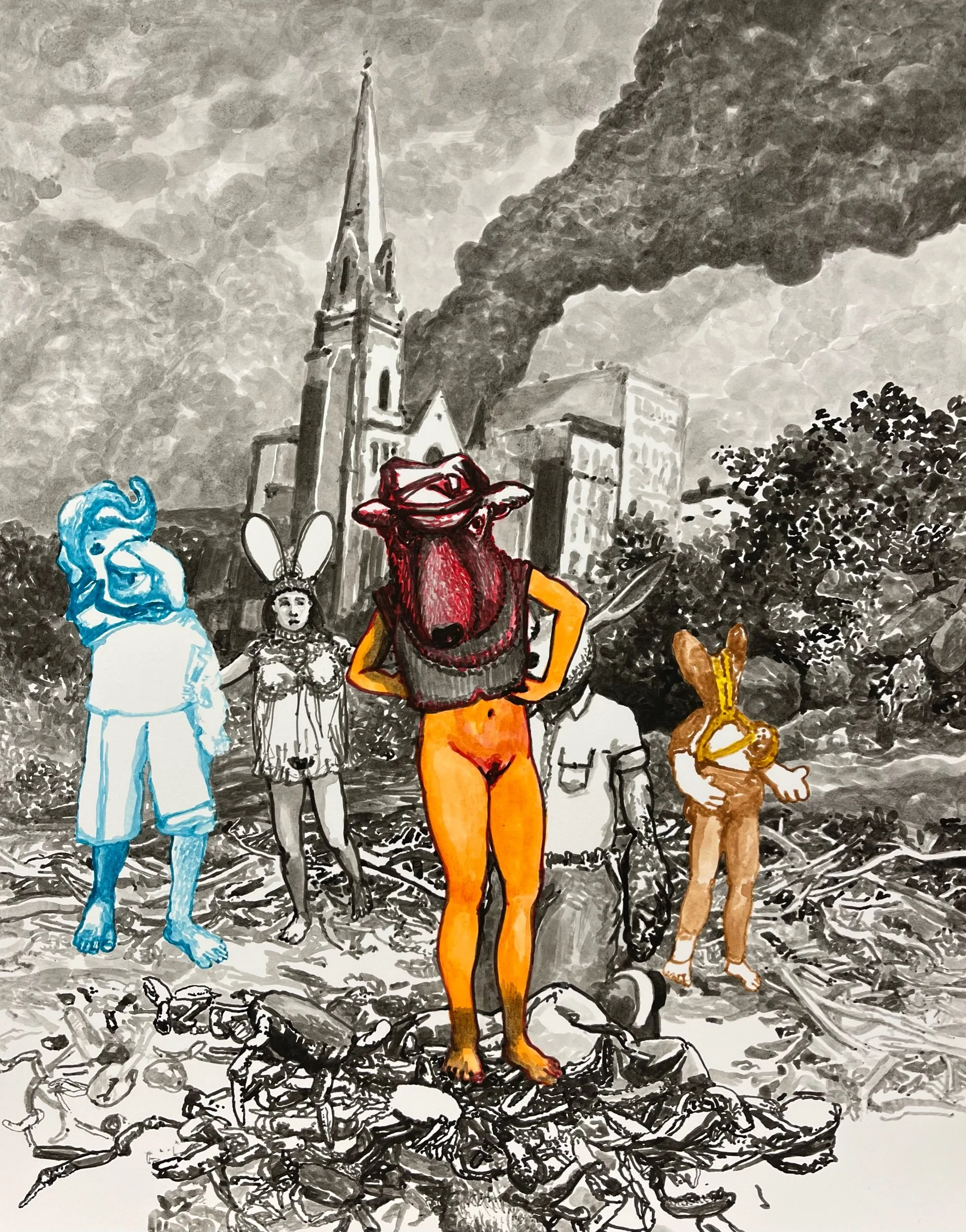  ink &amp; gouache on paper, h 14” x w 11”, 2022 