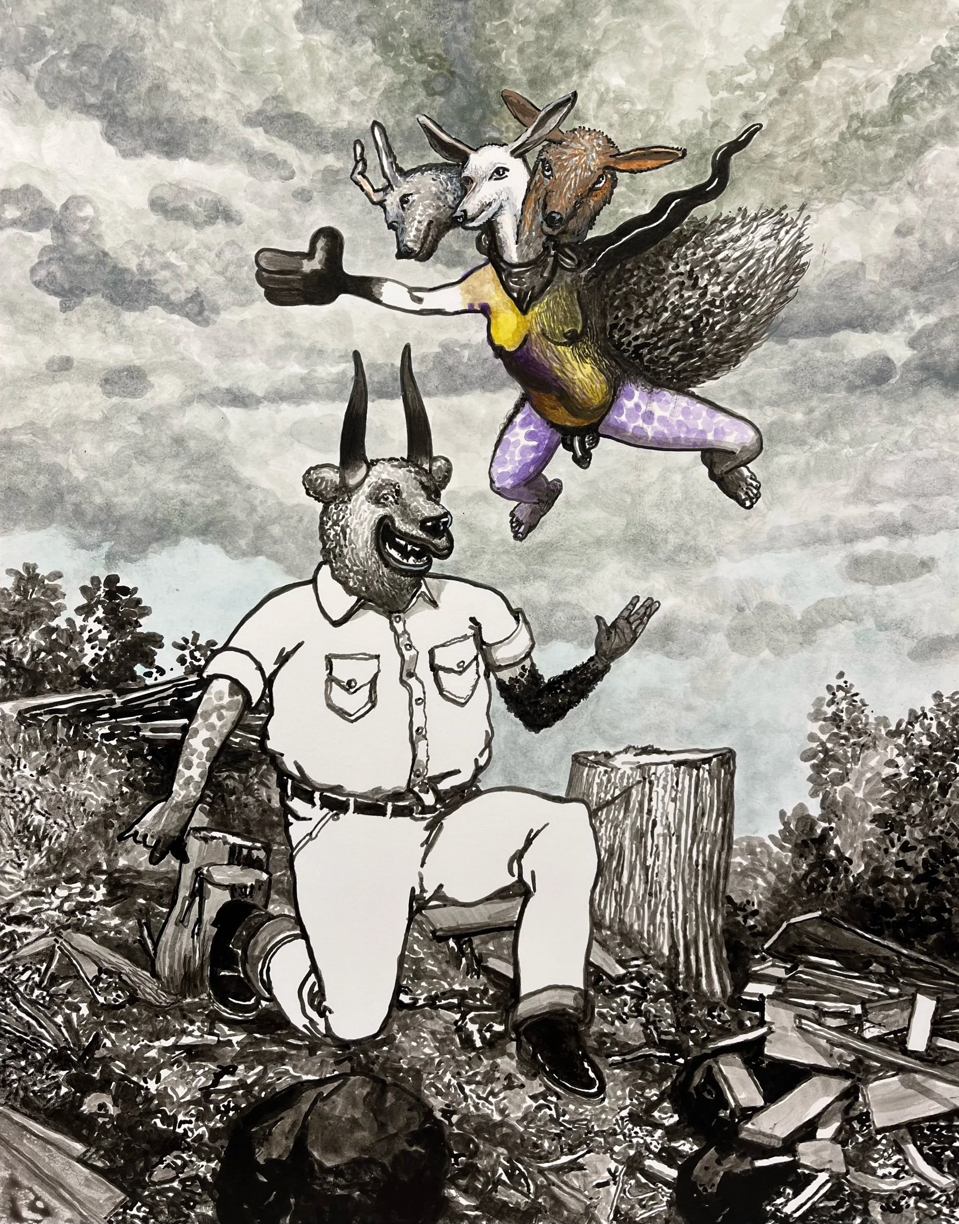  ink &amp; gouache on paper, h 14” x w 11”, 2022 