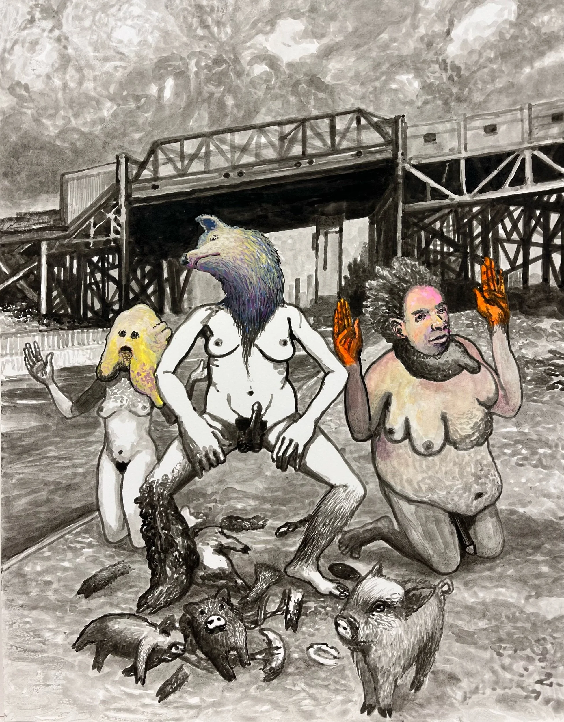  ink &amp; gouache on paper, h 14” x w 11”, 2022 