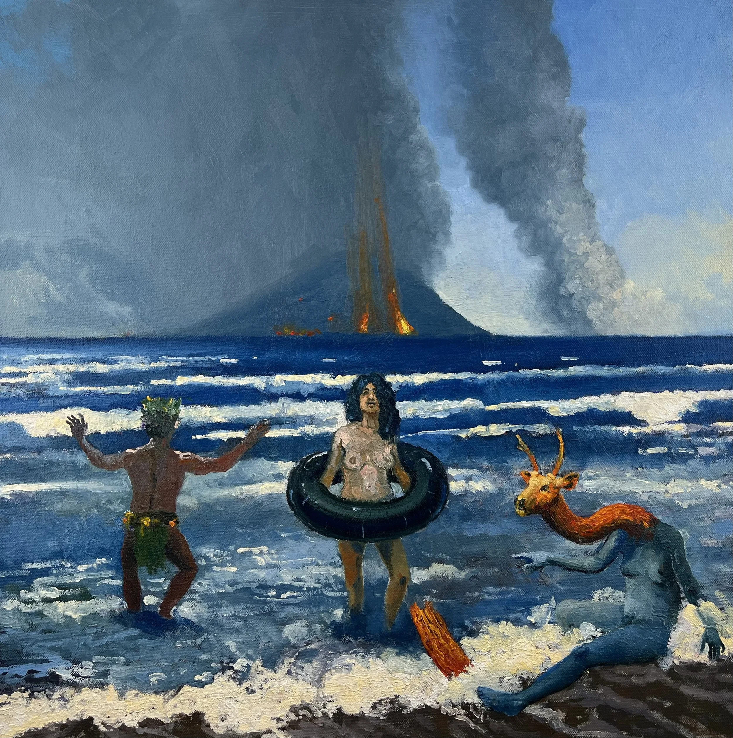  “Lava Dance” oil on canvas, h 20” x w 20”, 2024 