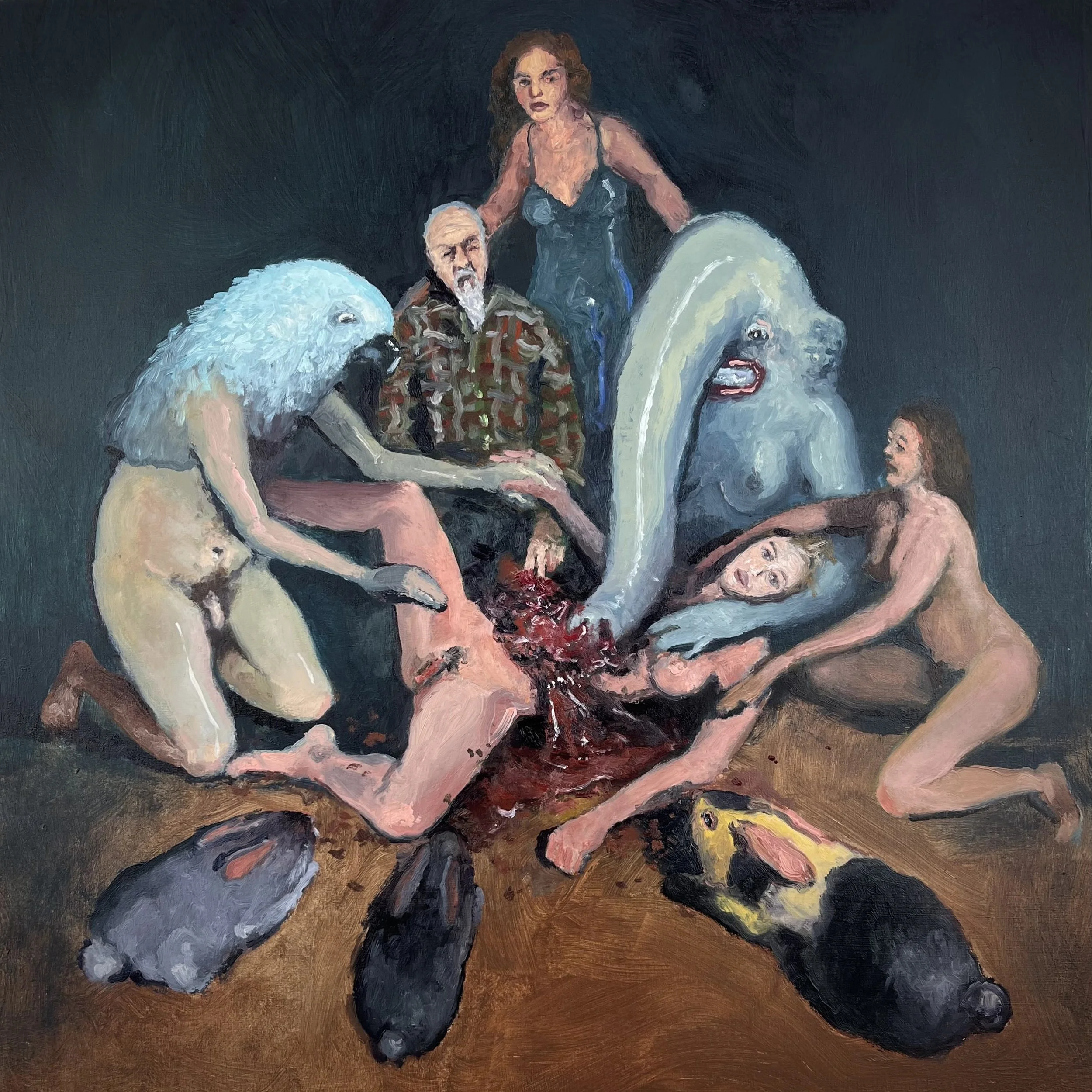  “Strange Surgery” oil on wood, h 12” x w 12”, 2024 