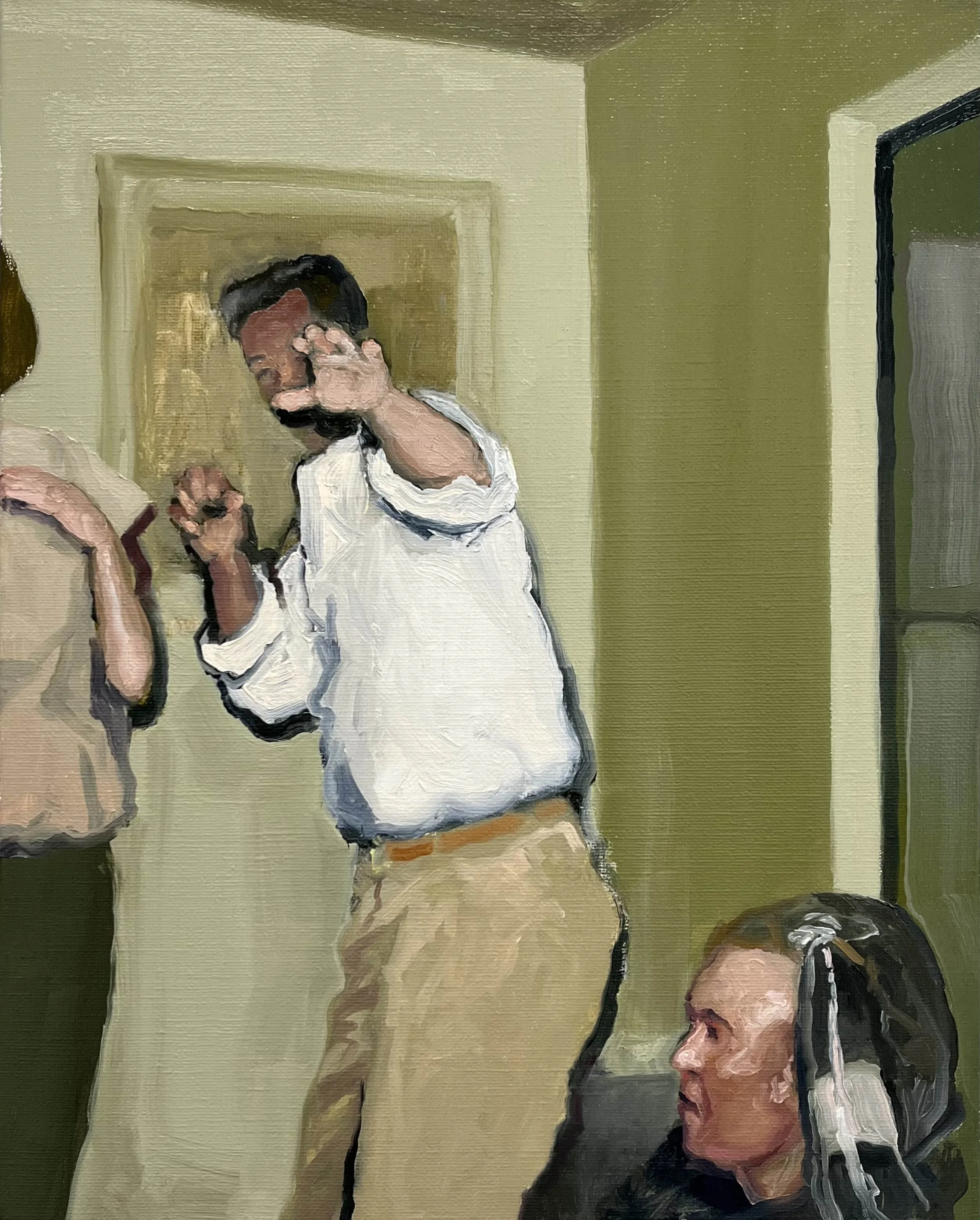  “An Odd Reunion” oil on canvas, h 14” x w 11”, 2024 