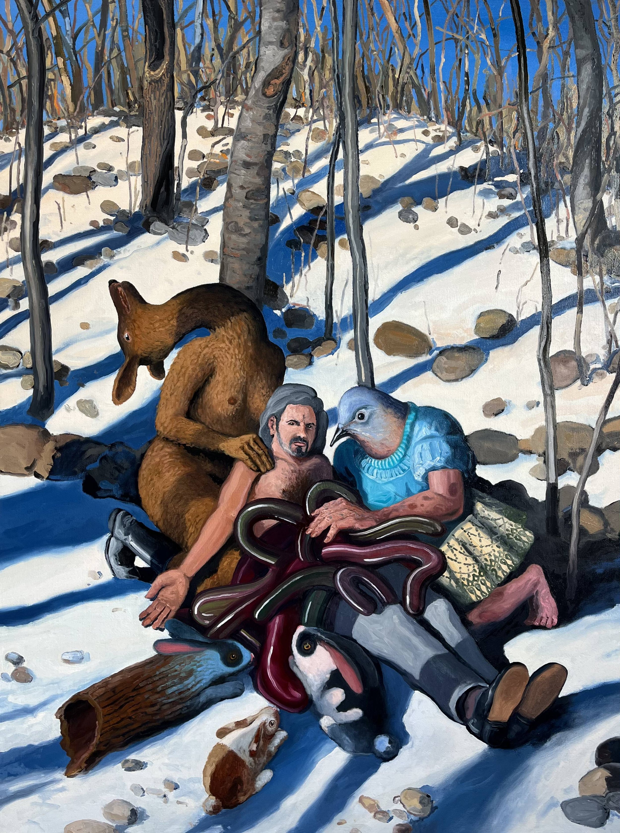  “Strange Rescue (Forest)” oil on canvas, h 48” x w 36”, 2024 