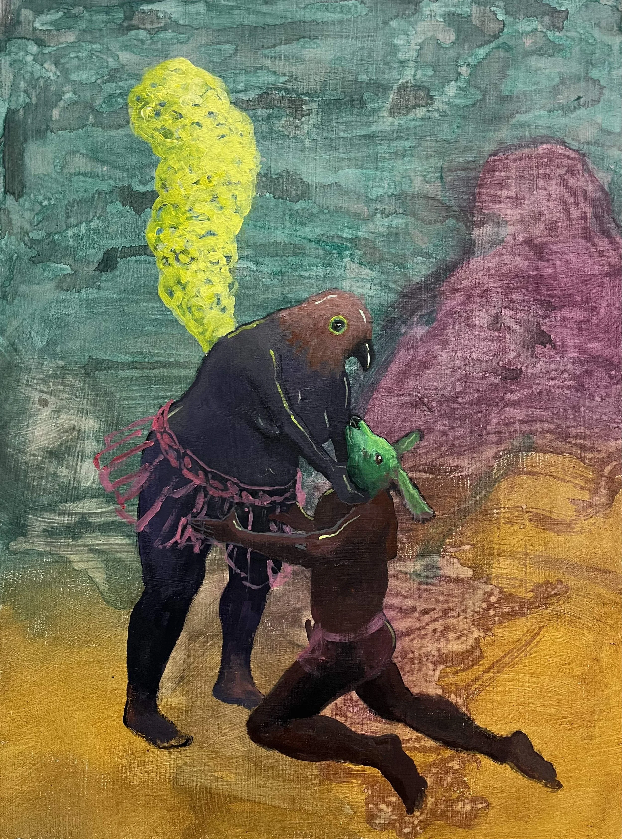  “The Bully” acrylic on wood, h 21” x w 15.5”, 2024 