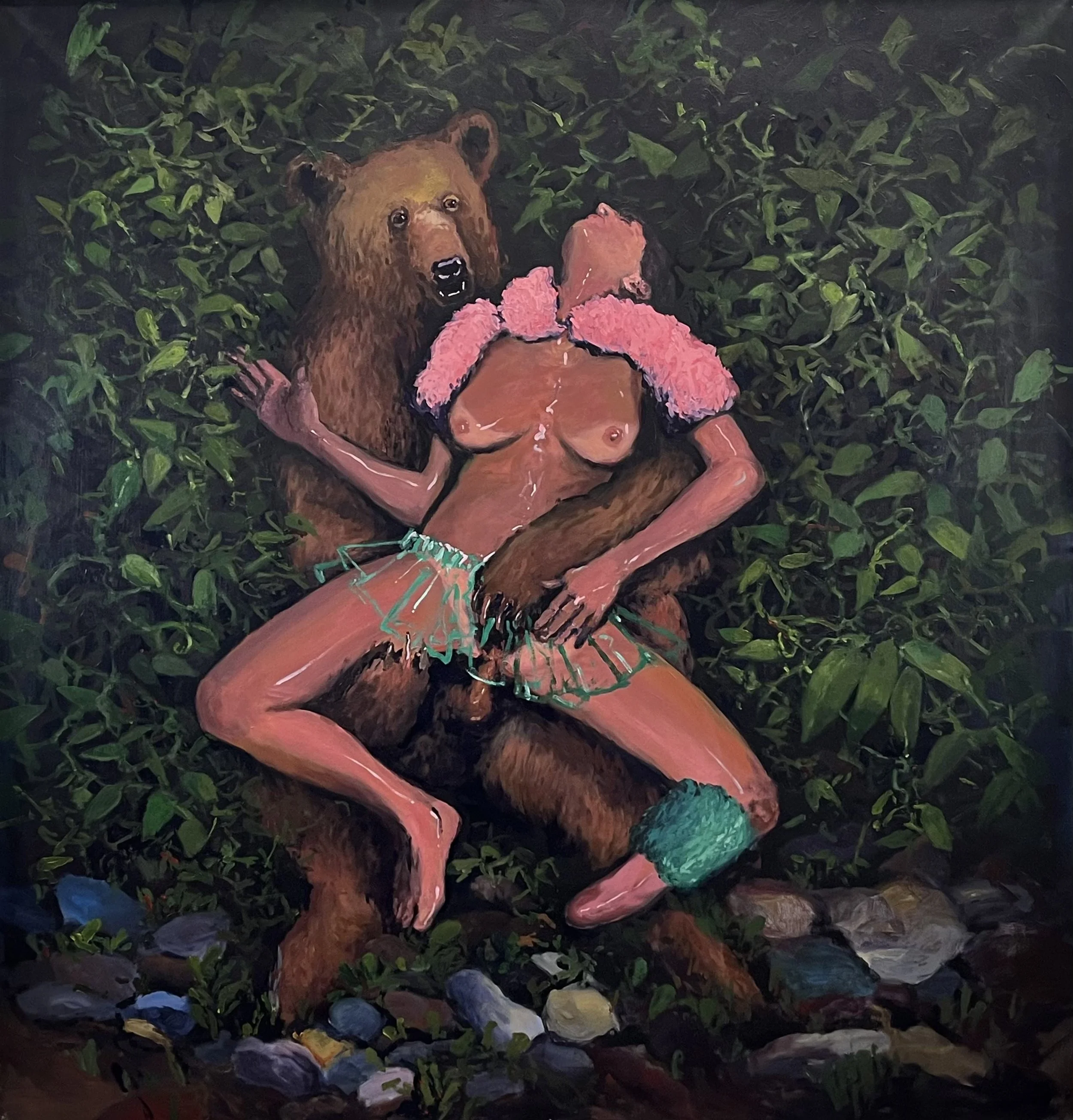  “The Fecund Bear” acrylic on canvas, h 54” x w 54”, 2024 
