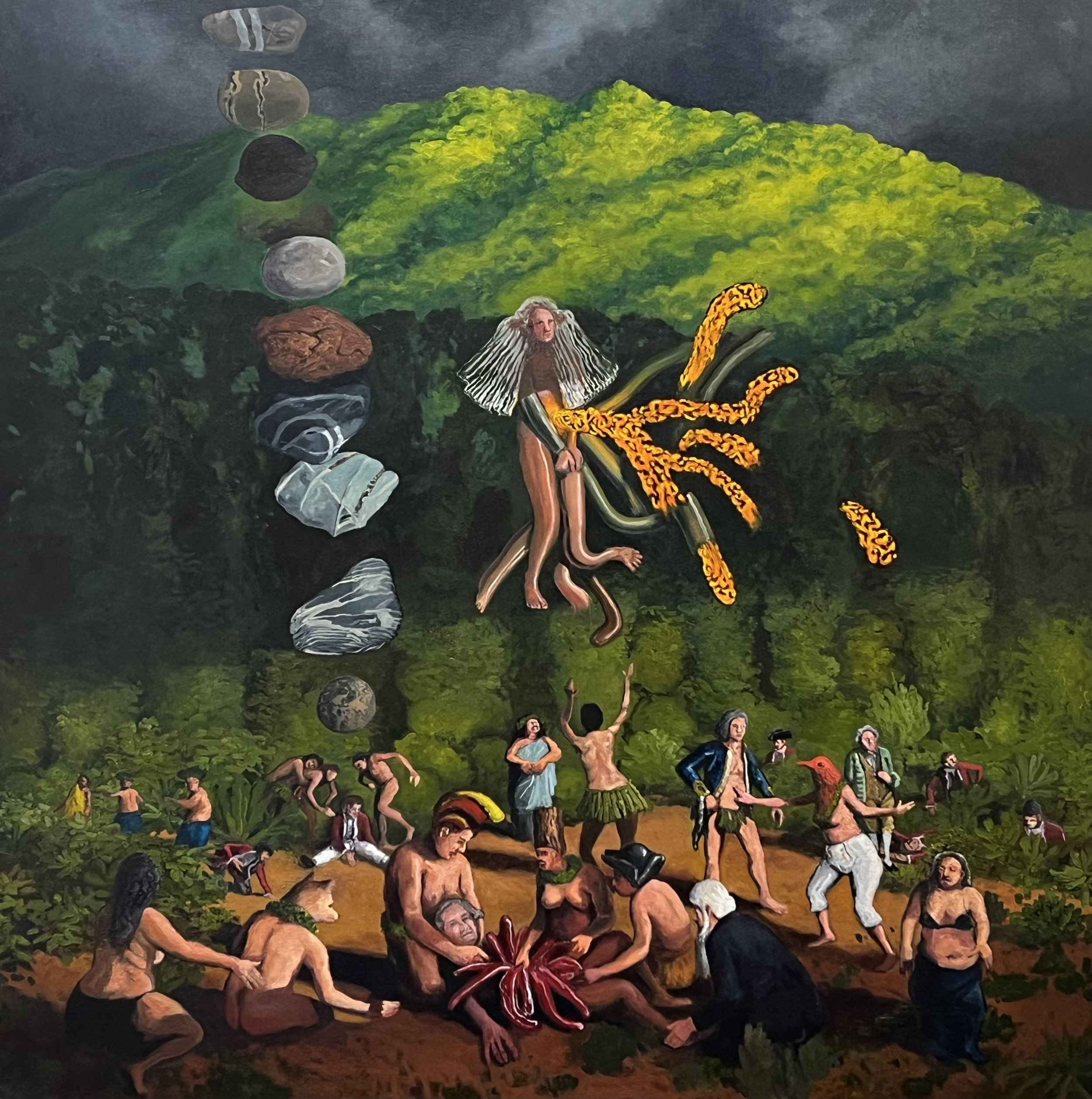  “Pōʻino Male Mare/Wedding Disaster” oil on canvas, h 36” x w 36”, 2024 