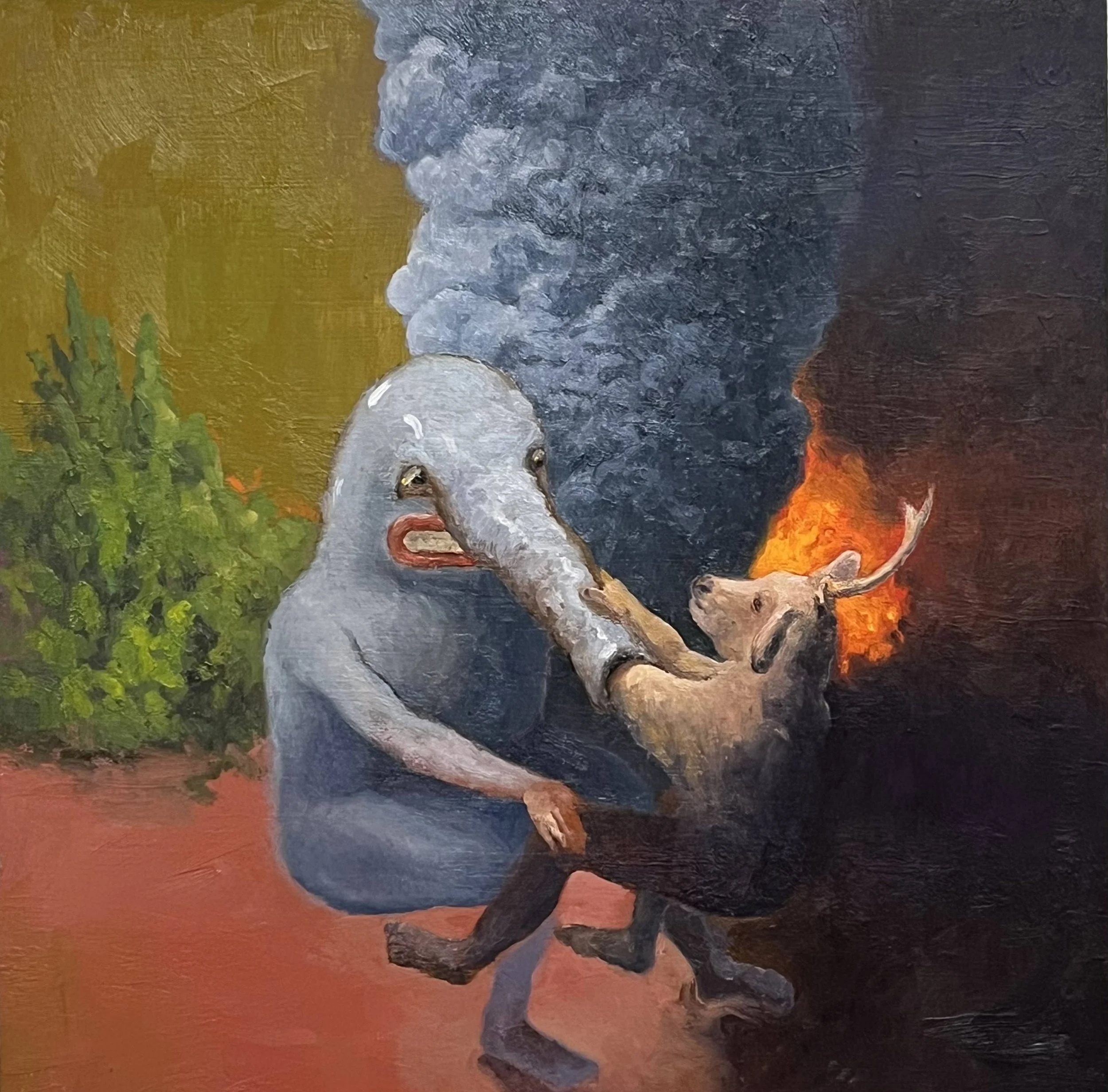  “Futile Struggle” oil on wood, h 12” x w 12”, 2024 