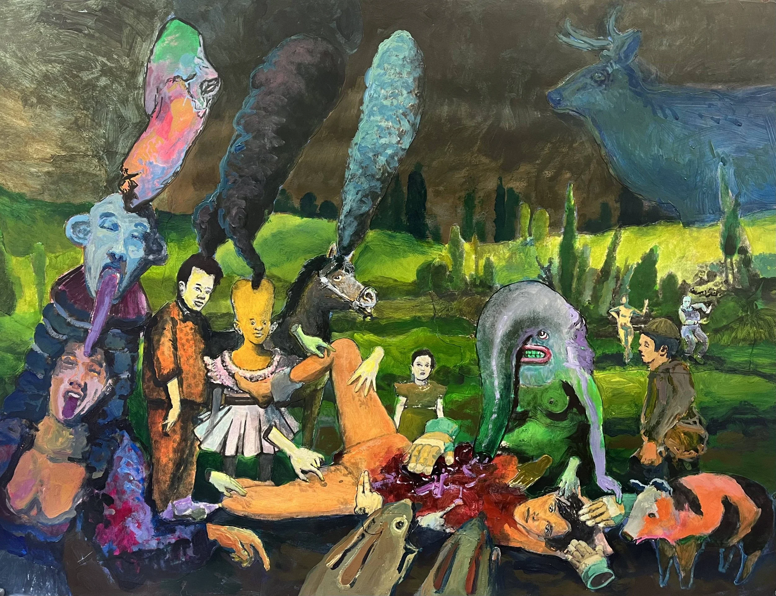  “Another Strange Surgery” mixed media on paper, h 22” x w 30”, 2024 