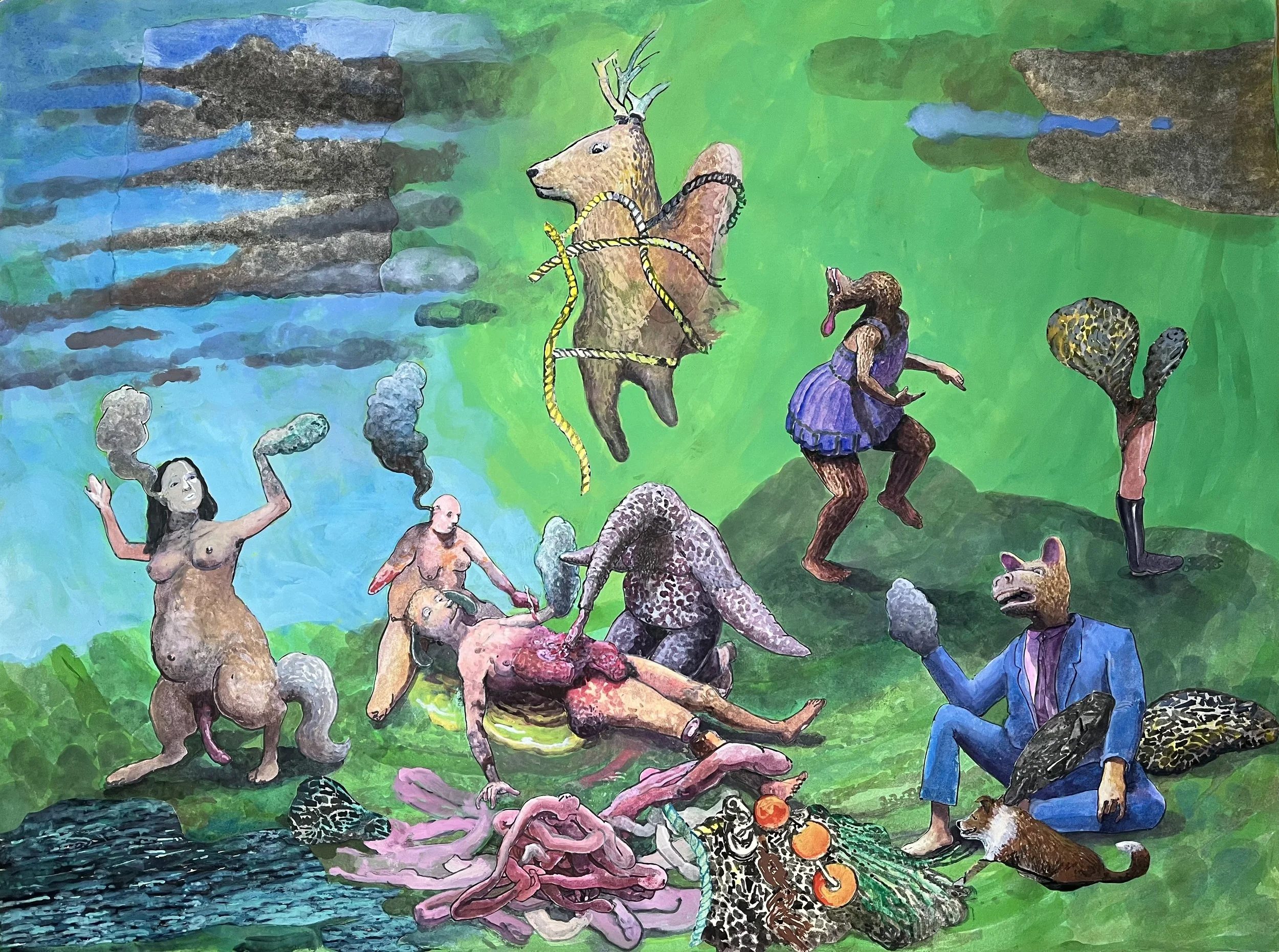  “At the Shore” watercolor &amp; gouache on paper, h 22” x w 29”, 2023 