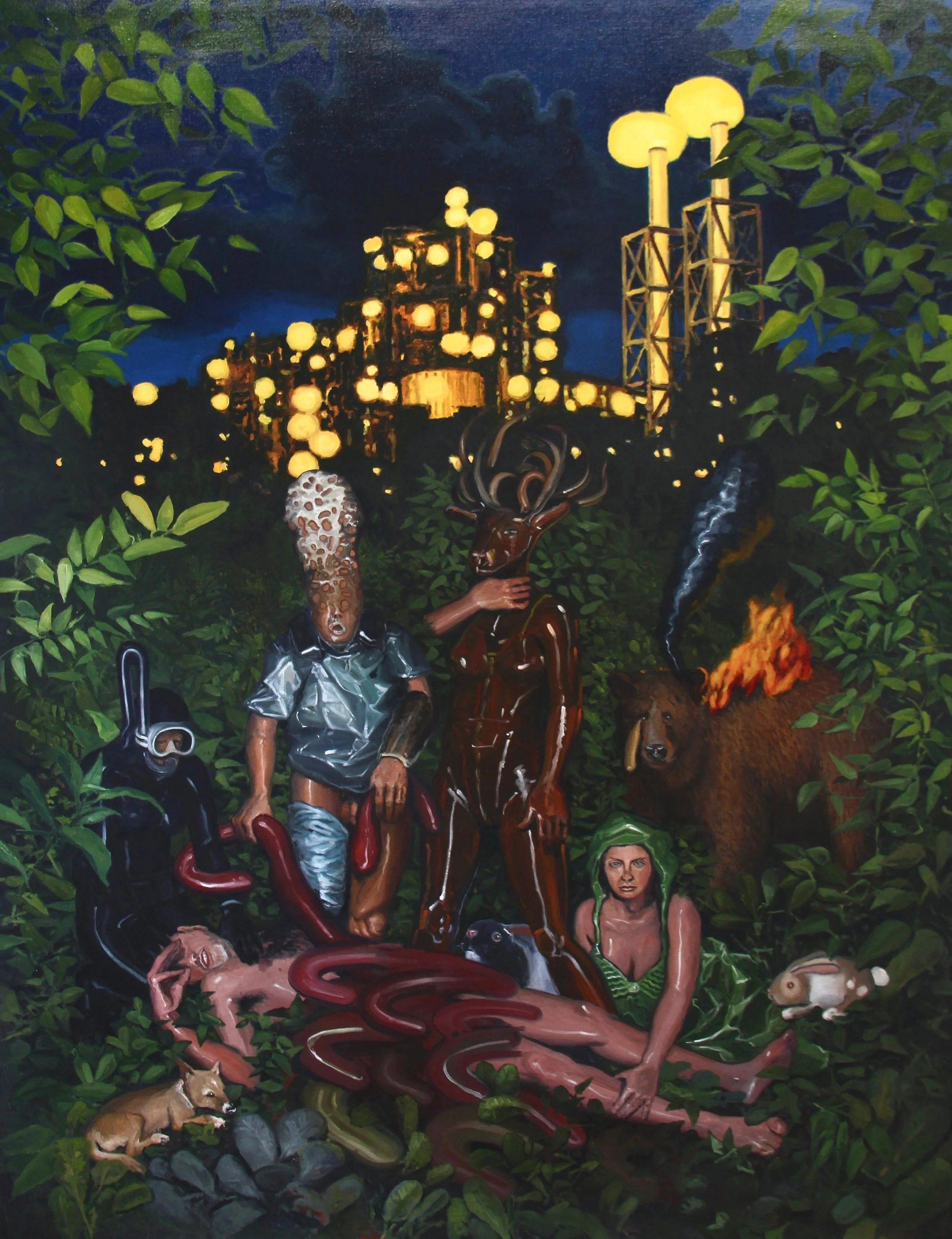  “Strange Rescue (Refinery)” oil on canvas, h 72” x w 54”, 2024 