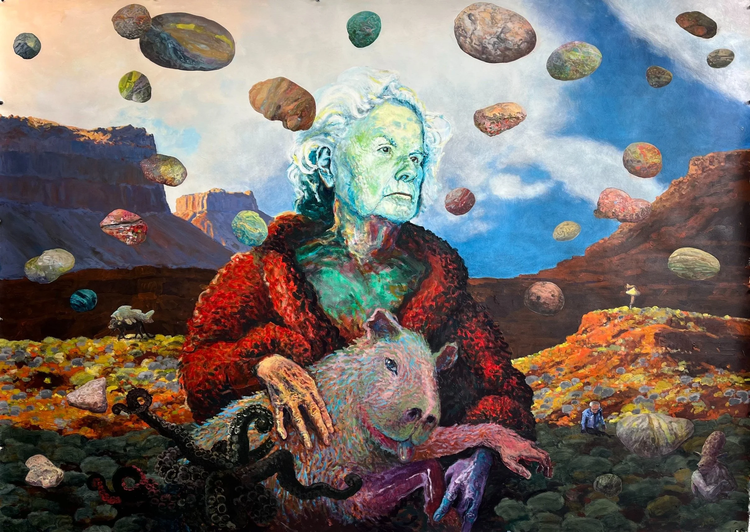  “Mother” Acrylic, gouache &amp; collage on paper, h 52” x w 73”, 2024 