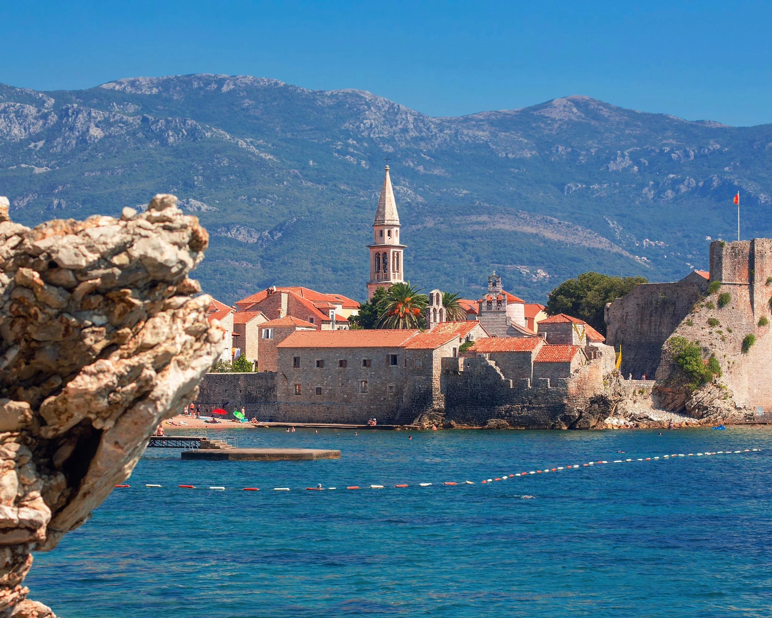 budva old town view from mogren beach