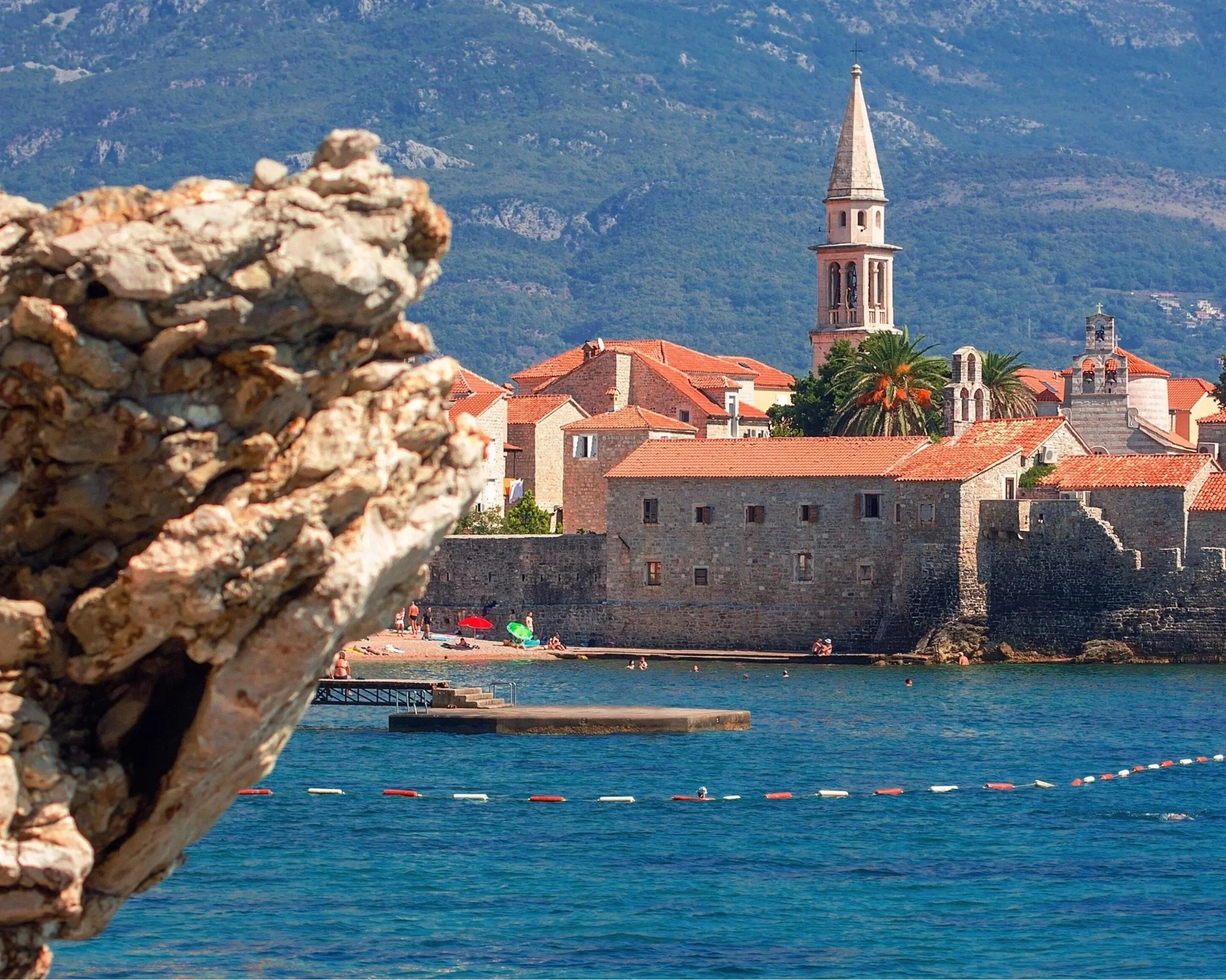 View of Budva Old Town along the Adriatic coast