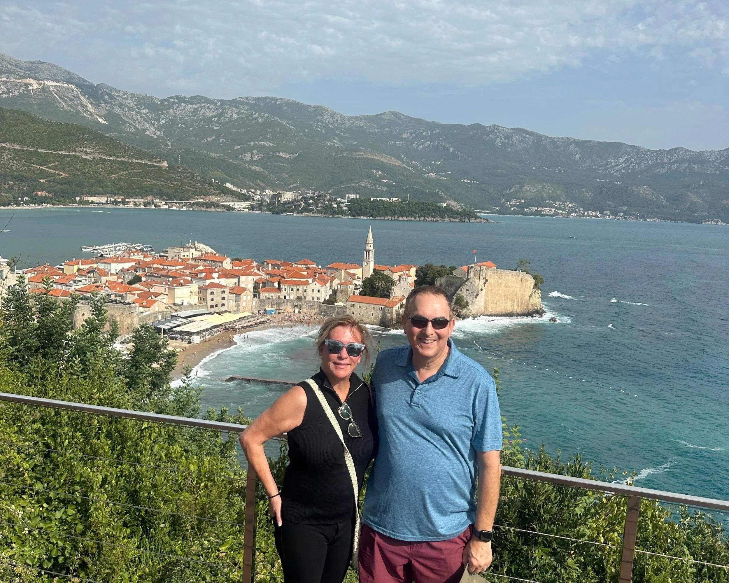 Couple enjoying a moment in Budva by the Adriatic Sea