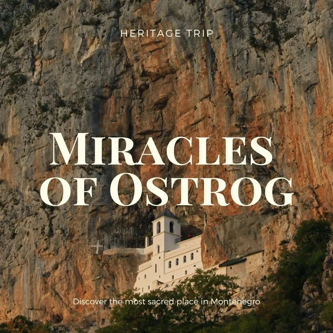 Ostrog Monastery and its mountain surroundings in Montenegro.