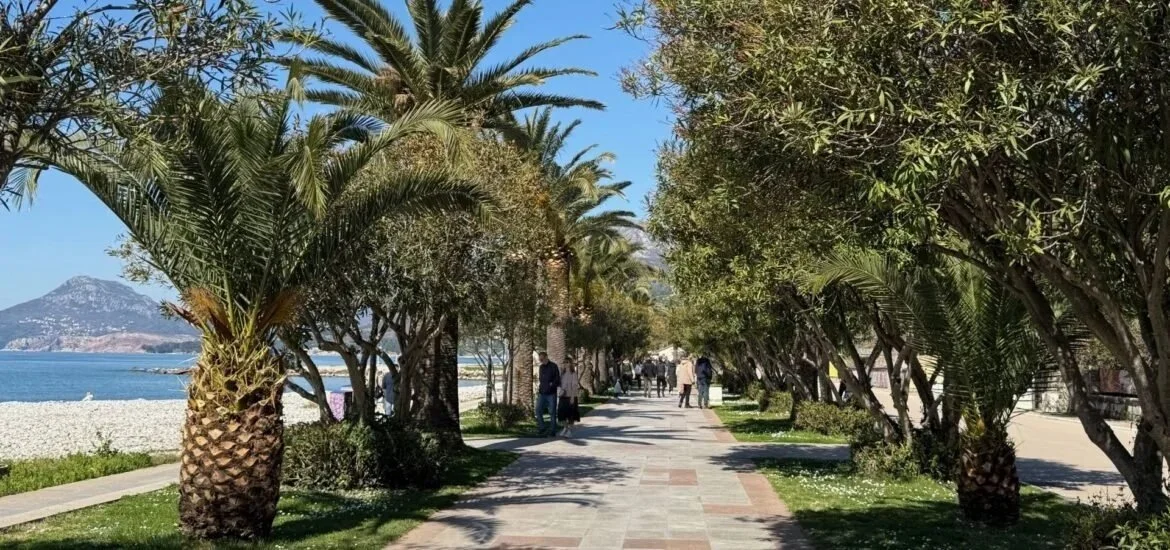 Waterfront promenade in Bar, Montenegro.
