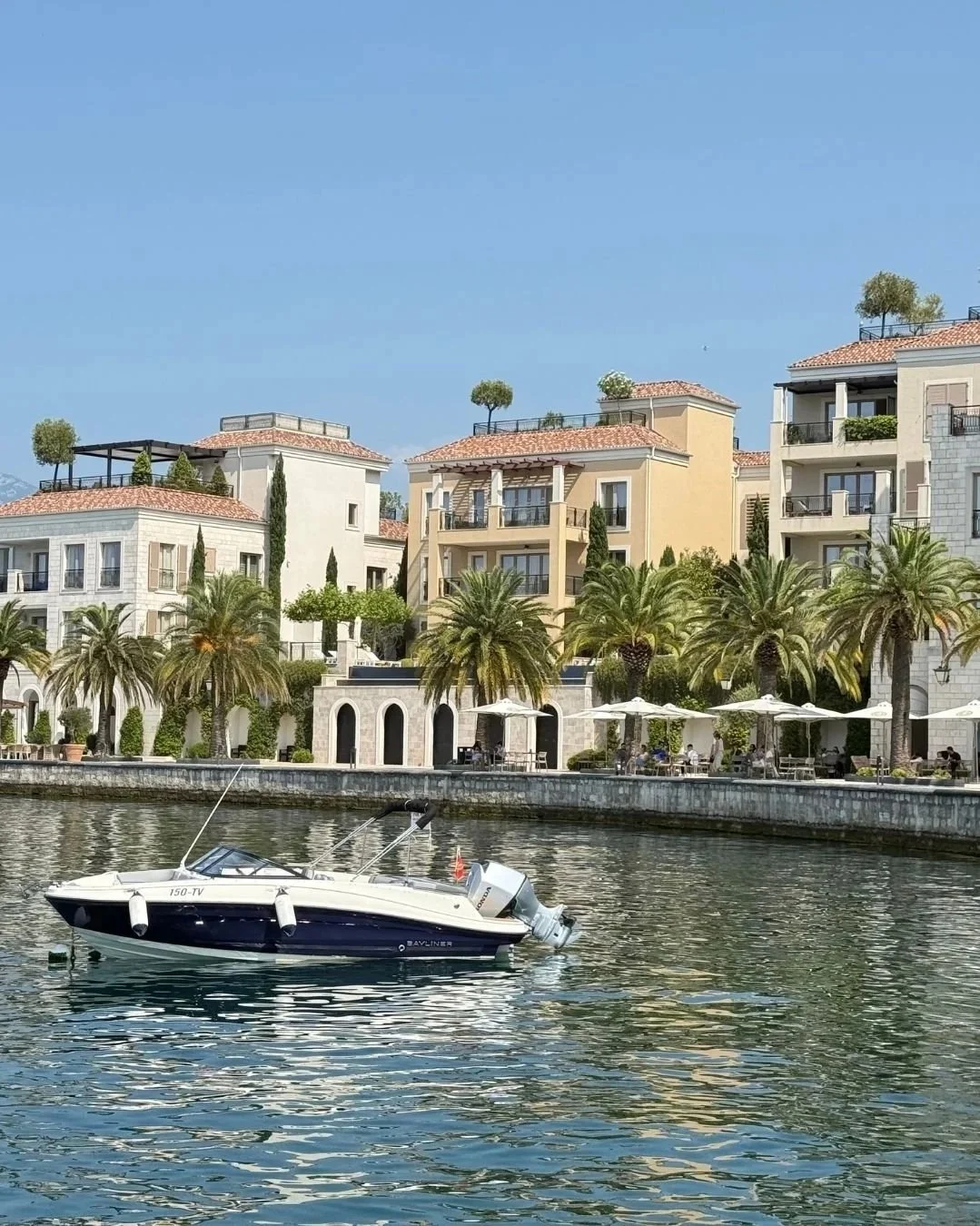 Elegant view of Porto Montenegro and the sea