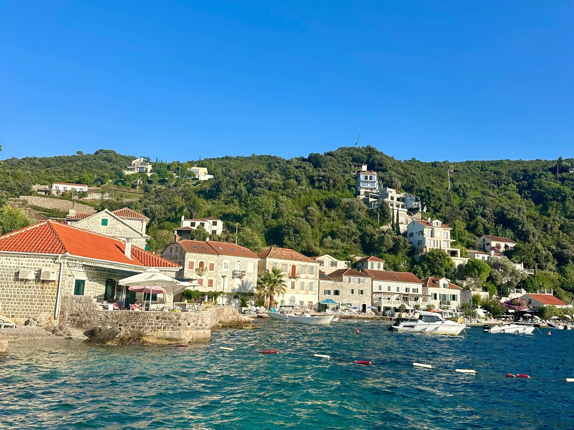 Rose village montenegro, stone houses boka bay