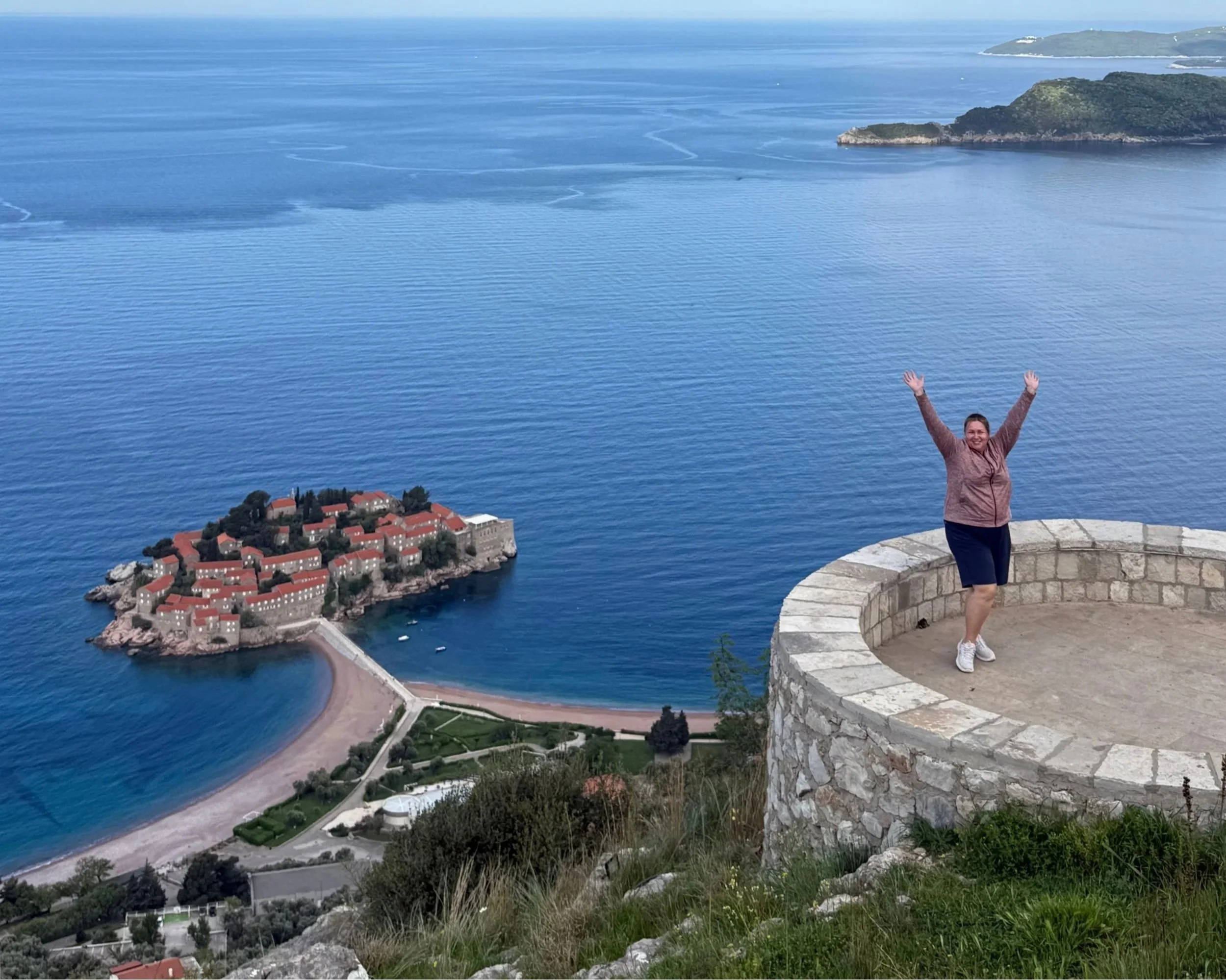 Sveti Stefan island surrounded by the Adriatic Sea in Montenegro.