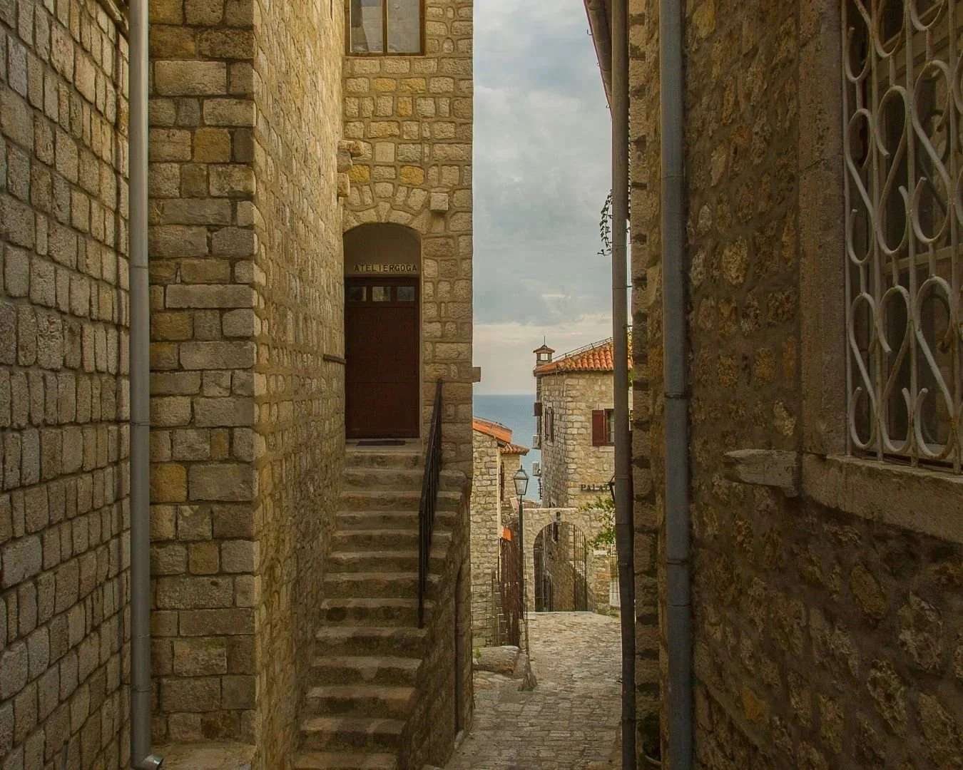 Stone streets in Ulcinj Old Town.