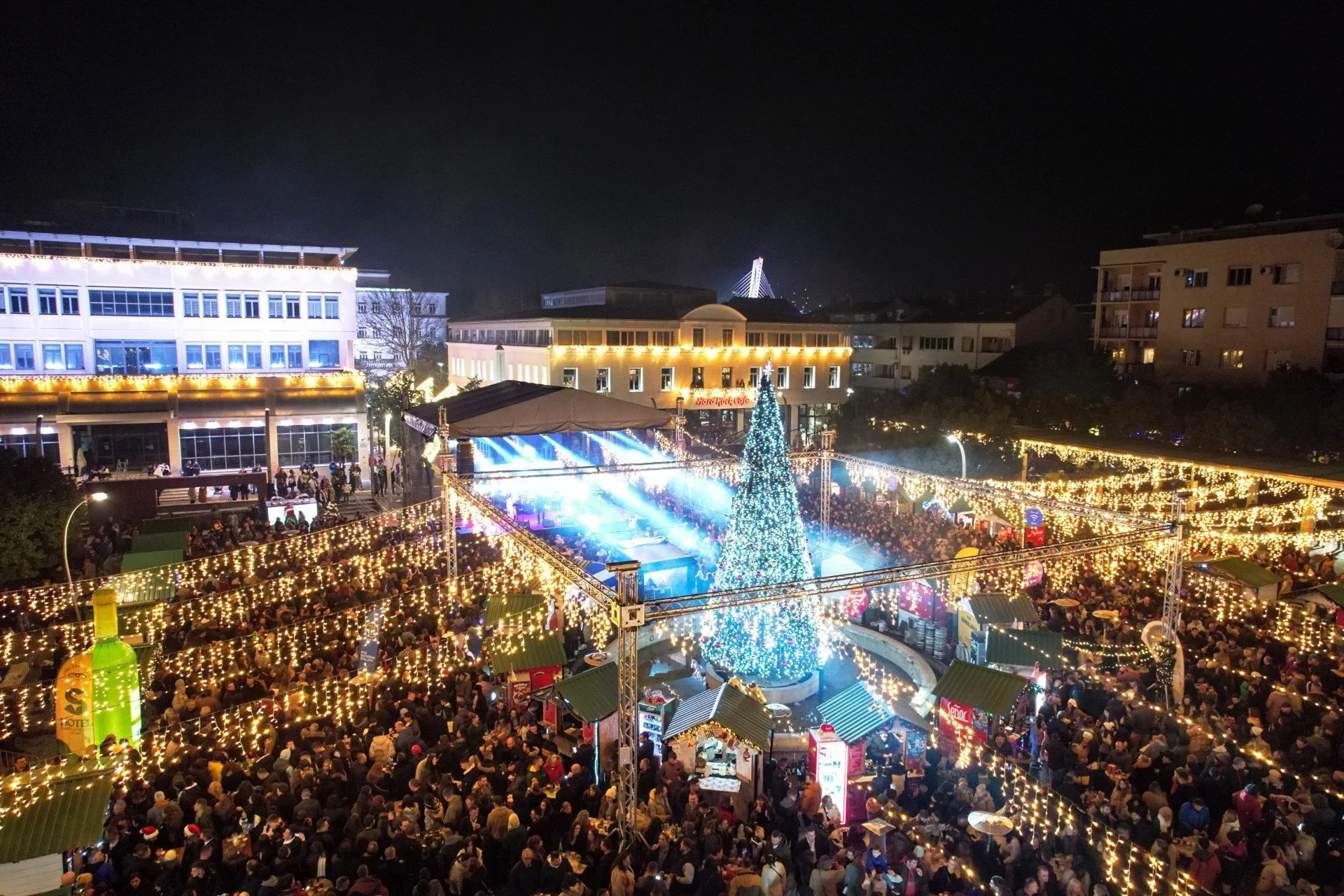 main square in podgorica, festivities in December