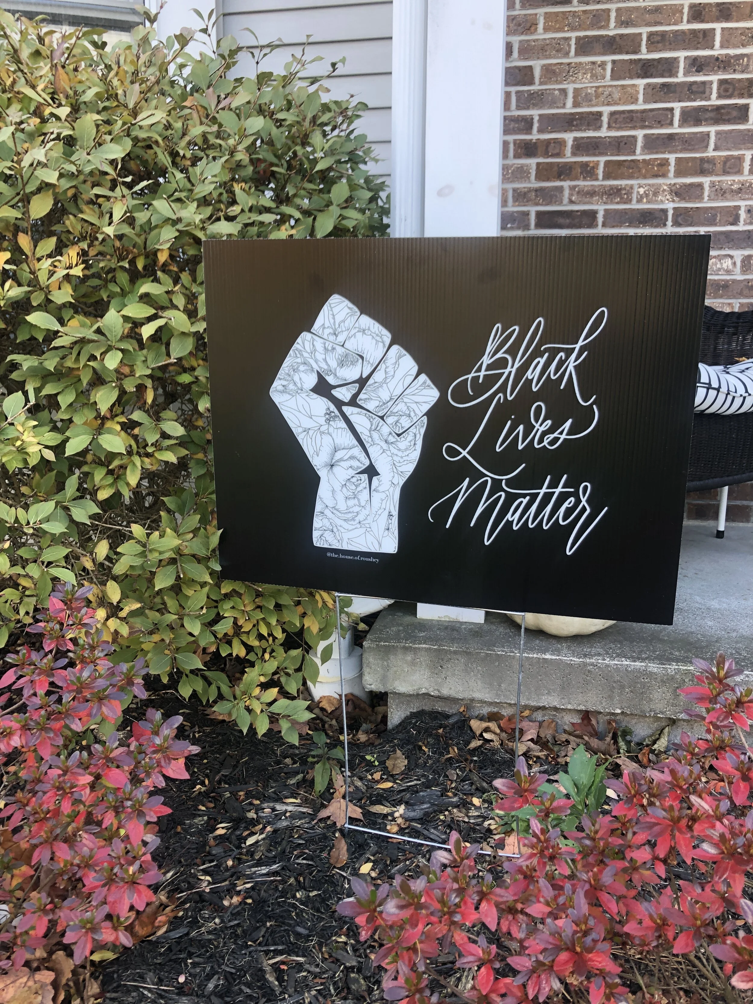 Black Lives Matter Floral Fist Lawn Sign