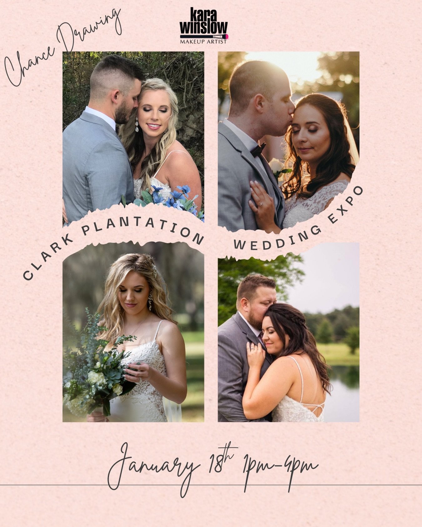 First expo of the season coming up at @clarkplantation on January 18th.  Come visit me to receive a major discount on booking day of a chance to win either a goody bag of makeup or a gift card for a free makeup session.  Not only that but you&rsquo;l