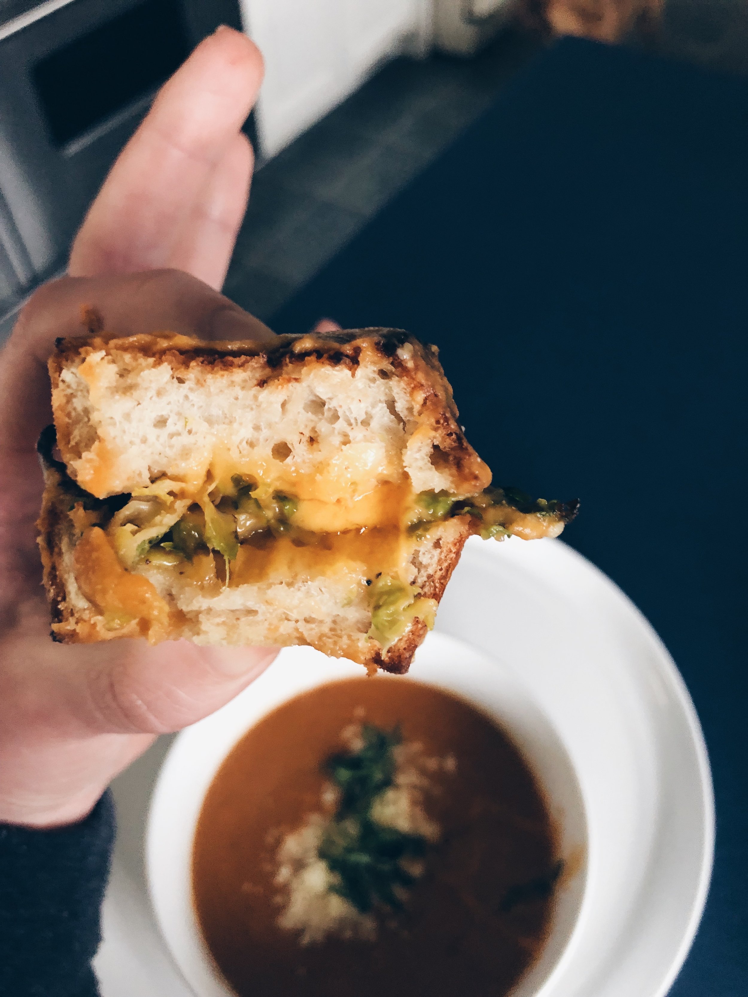 Tomato &amp; Chickpea Soup with Mini Grilled Cheese Bites
