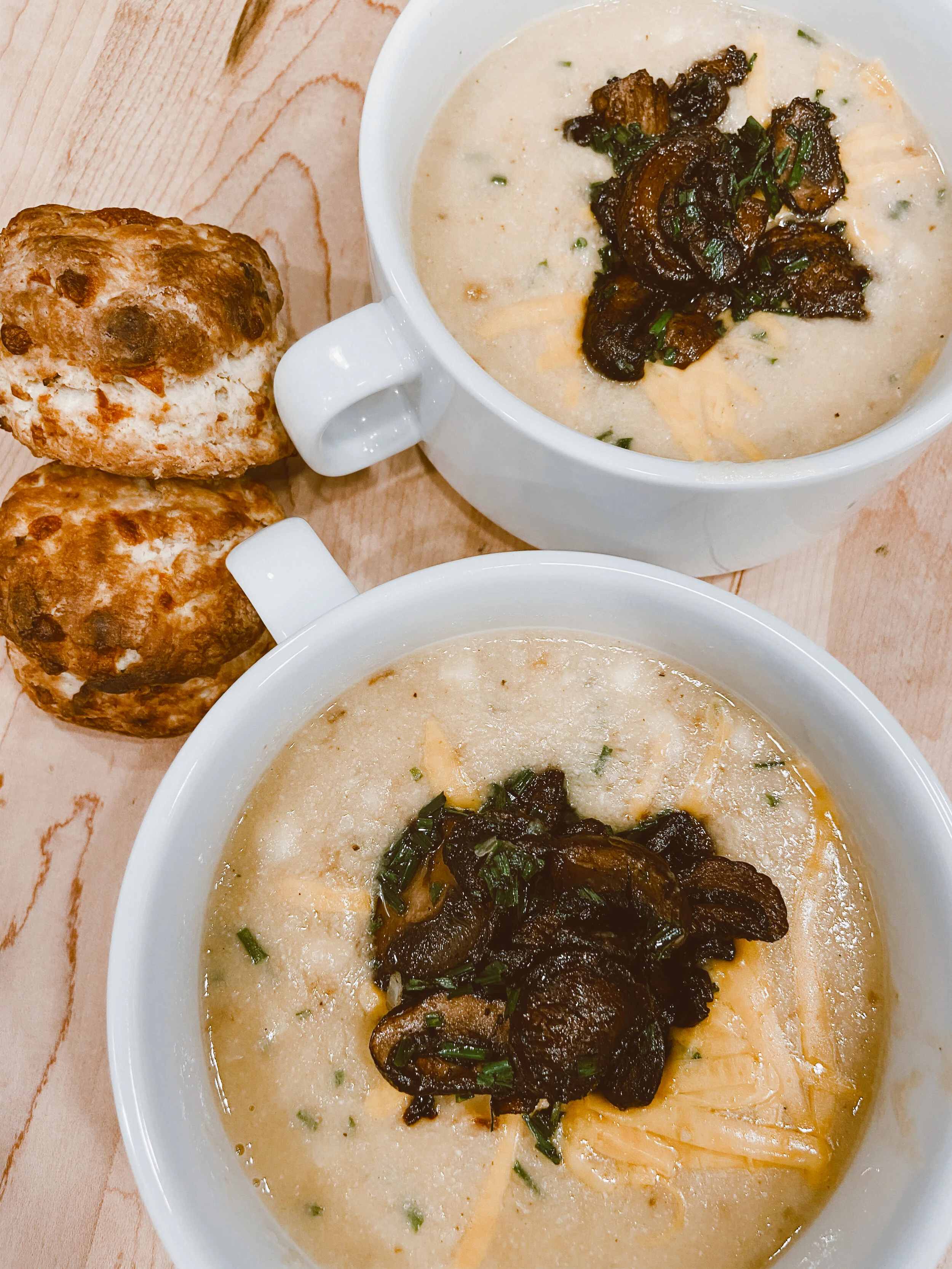 Sweet Corn Chowder with Butter Roasted Mushrooms