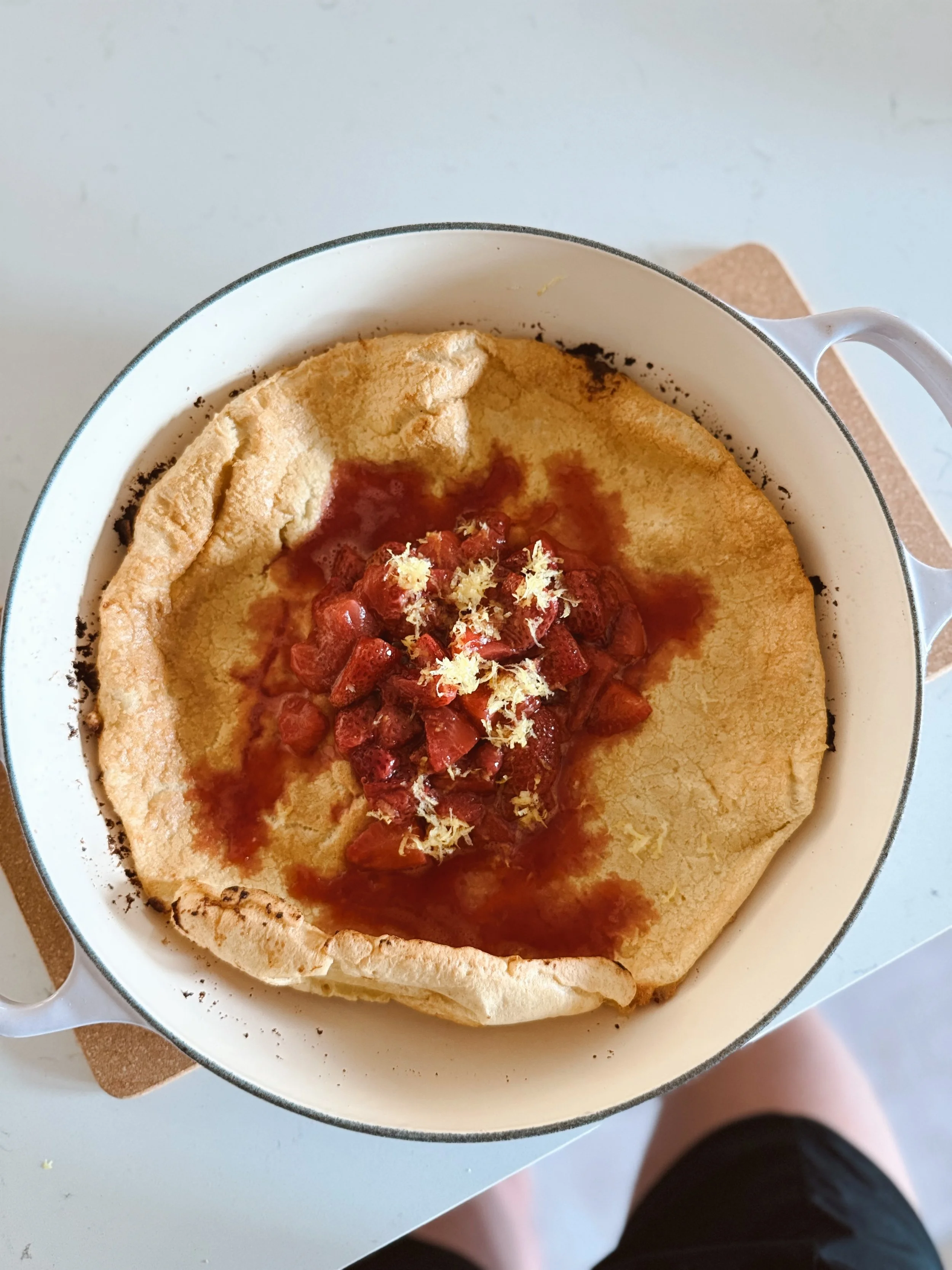 Dutch Baby with Warm Strawberry Syrup