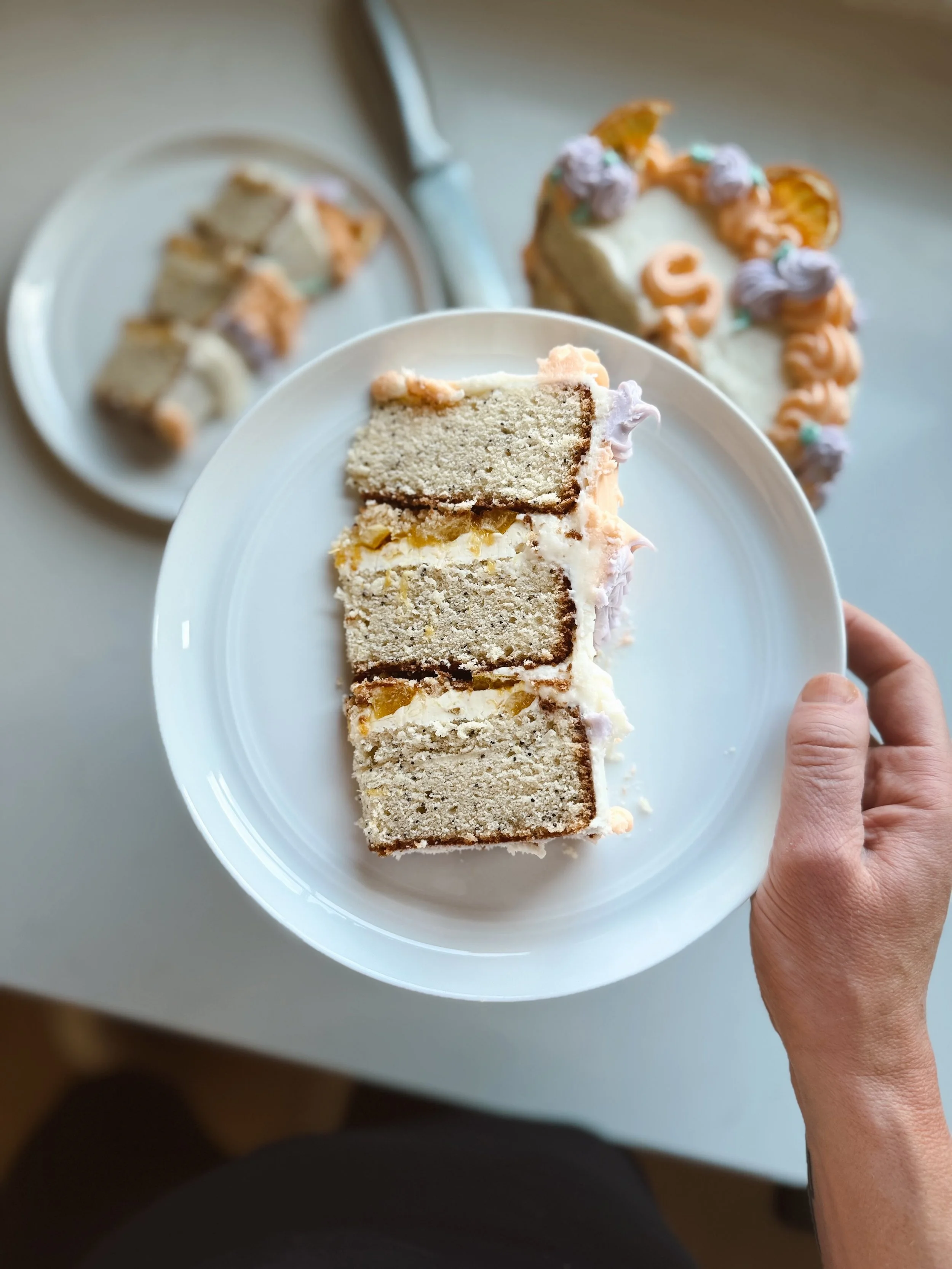 Orange Poppyseed Cake with Fresh Marmalade + Whipped Mascarpone Frosting