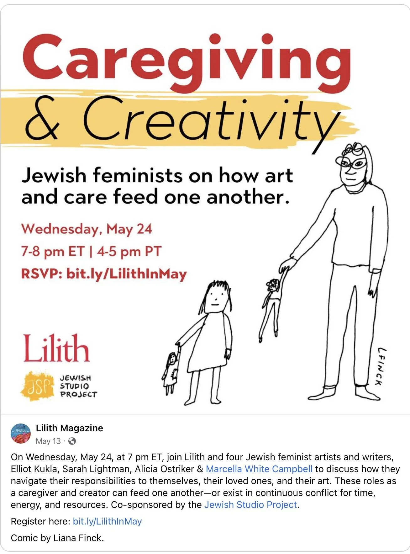 Lilith Magazine Live! Caregiving and Creativity