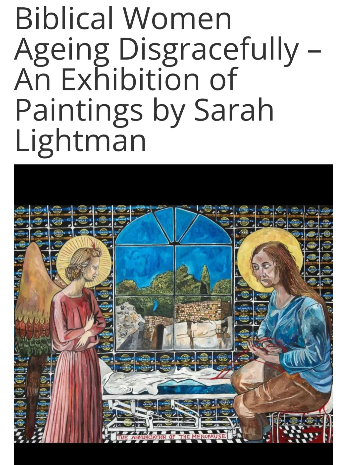 Exciting News- my &ldquo;Biblical Women Ageing Disgracefully Exhibition&rdquo; is travelling to Bristol! 
For Rev David Stephenson, Vicar of St Paul&rsquo;s and Cotham, bringing Lightman&rsquo;s work to Bristol &ldquo;offers a wonderful opportunity t