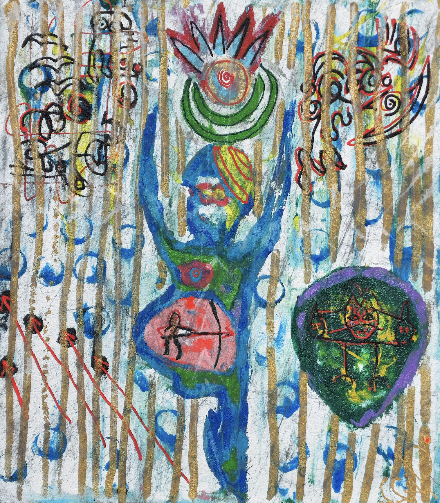 La Madre María conjurando el nacimiento cósmico del agua y la poesía (Mother María Conjuring the Cosmic Birth of Water and Poetry)