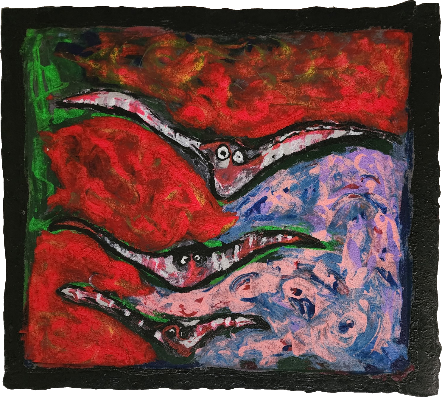 THREE CROWS TRAPPED IN A SUNSET