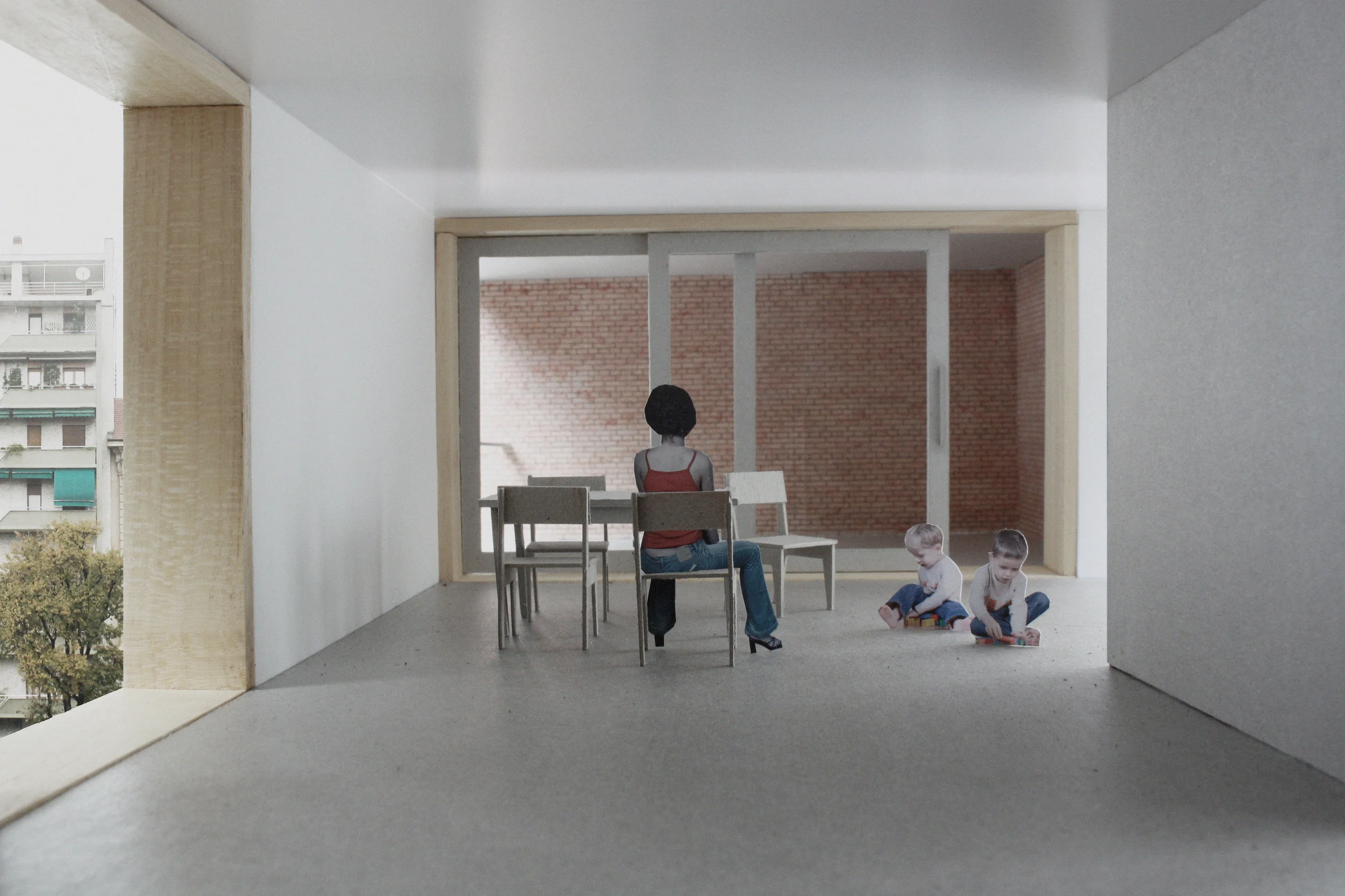 Photographed model of residential unit in new market and housing in milan italy designed by scribe architects