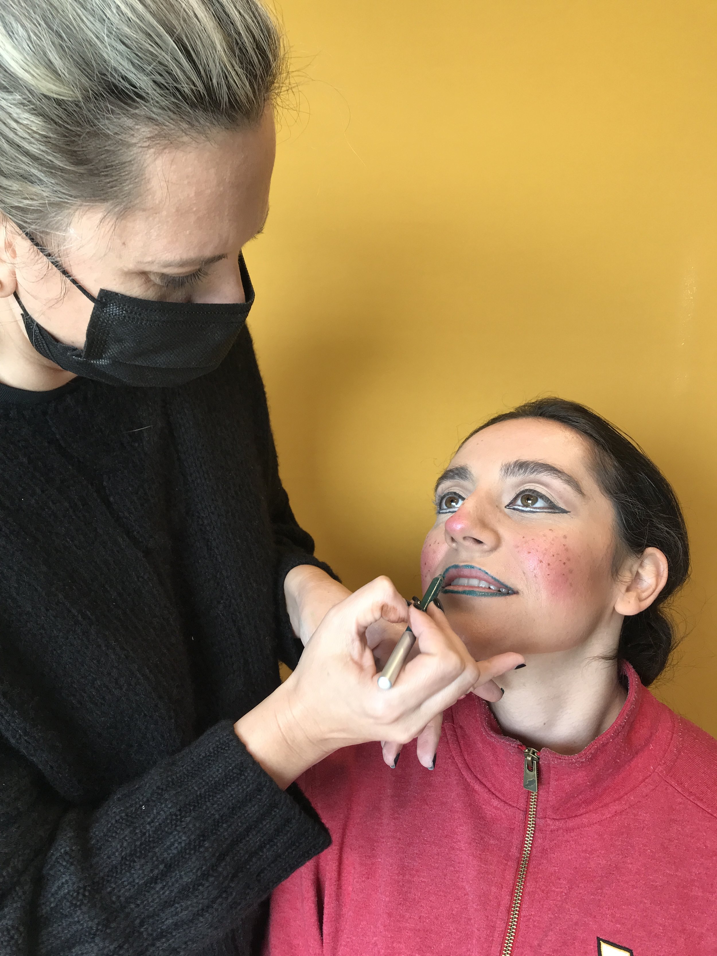  Sofia Voulala working on Dionysus’ make up (Dimitra Mertzani) for Dance Walk. 