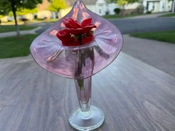 Glass vase blown by artisan at Silver Dollar City
