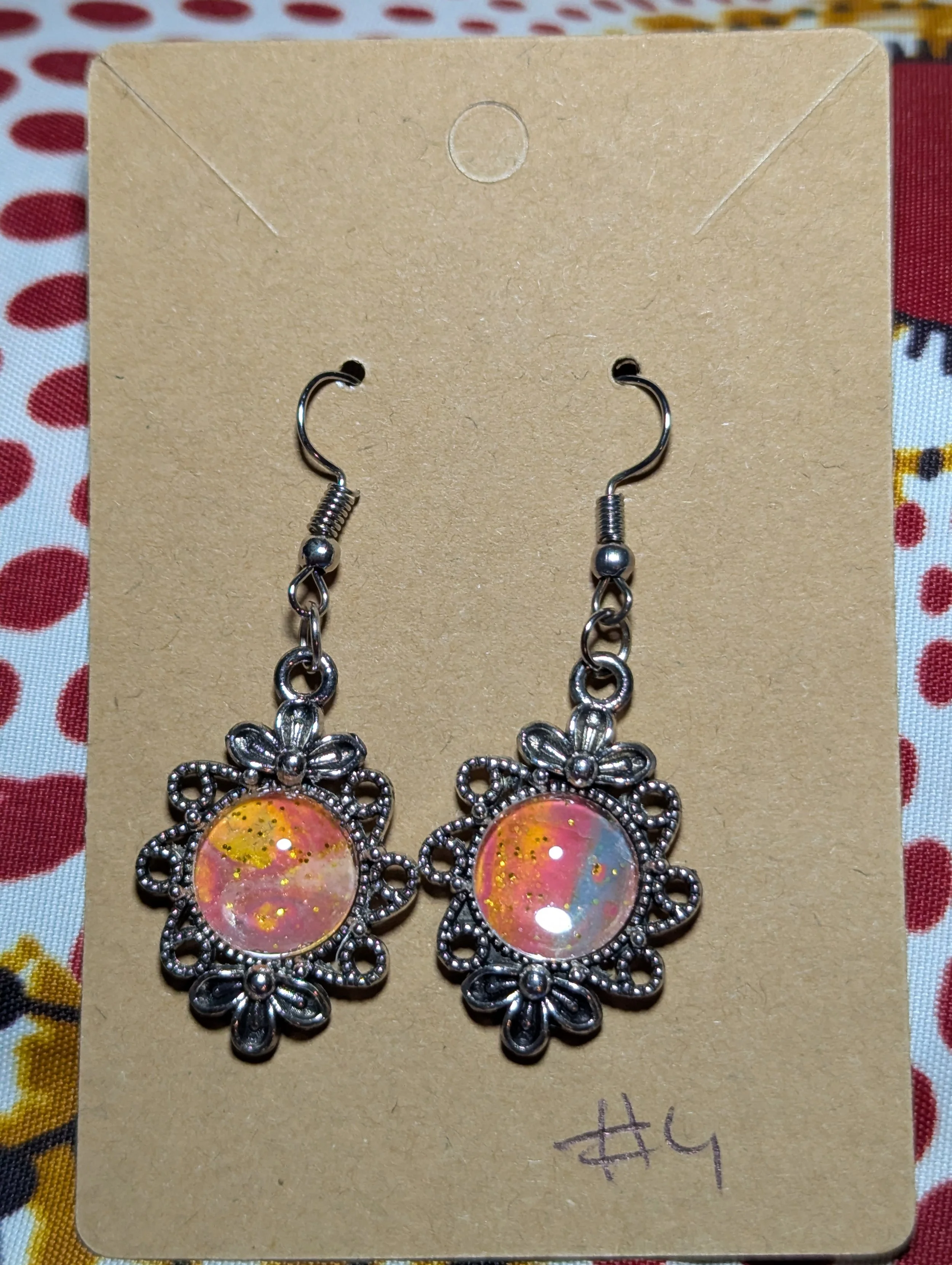 Silver tone bow pendant #4