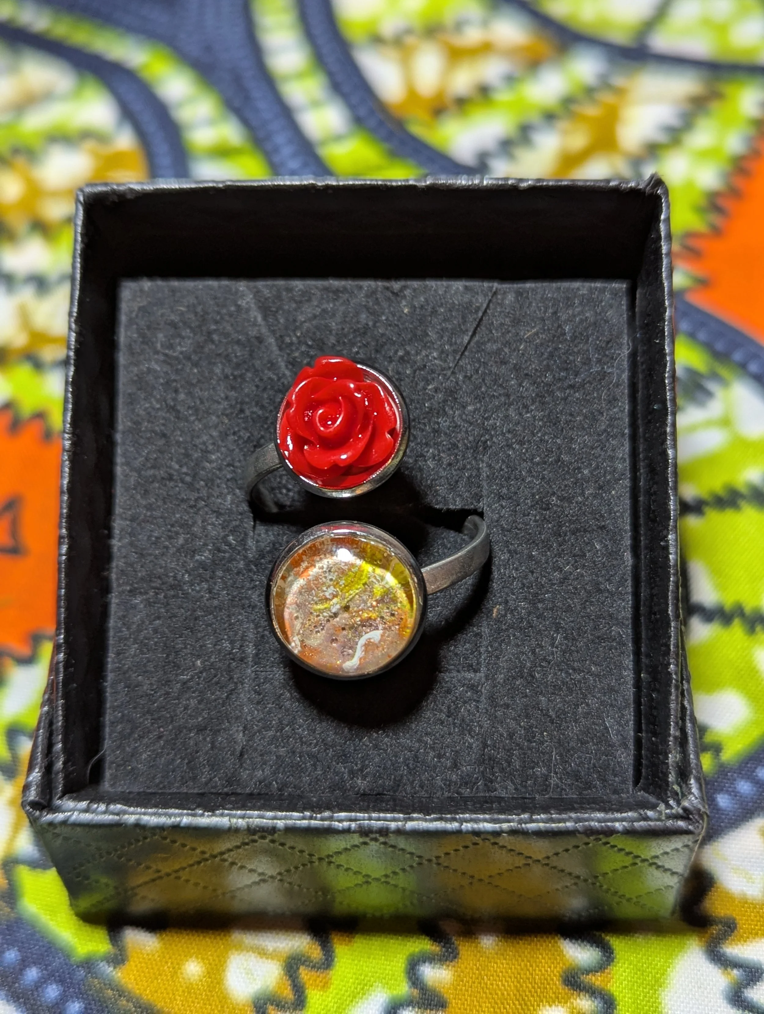 Rose stainless steel ring #55