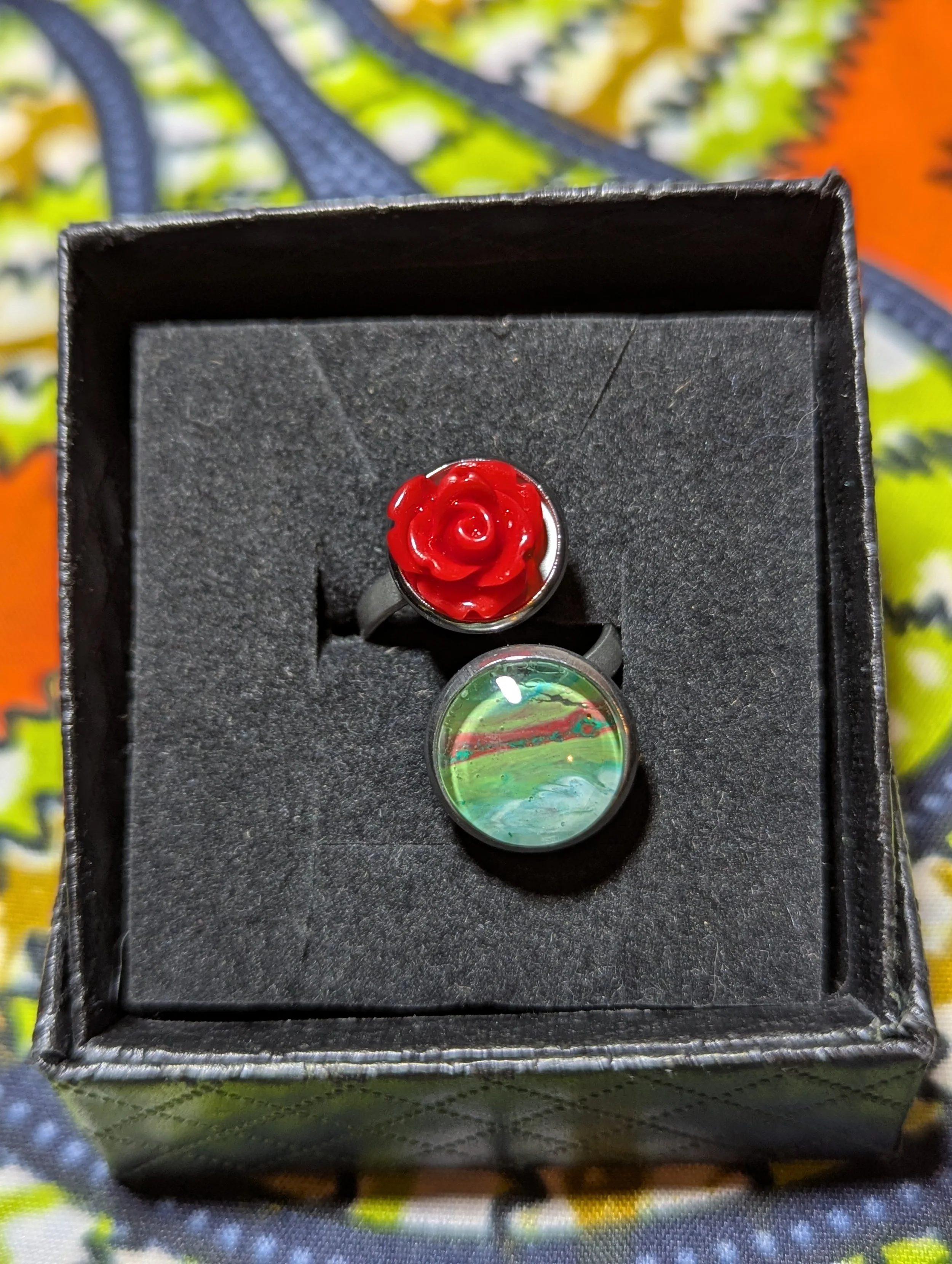Rose stainless steel ring #57