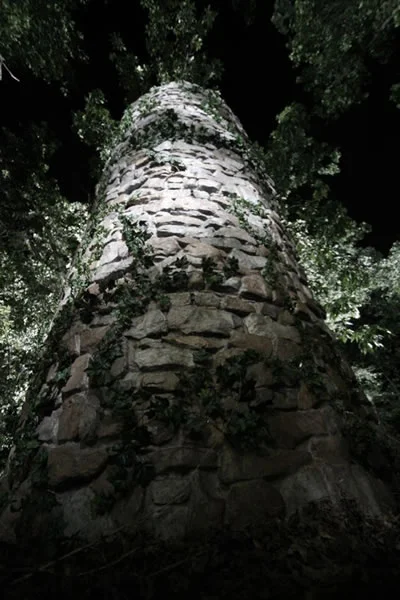 Albino Farm - feature film // Fake stone panels, scenic paint, and fake ivy were used to create the towers of Albino Farm.