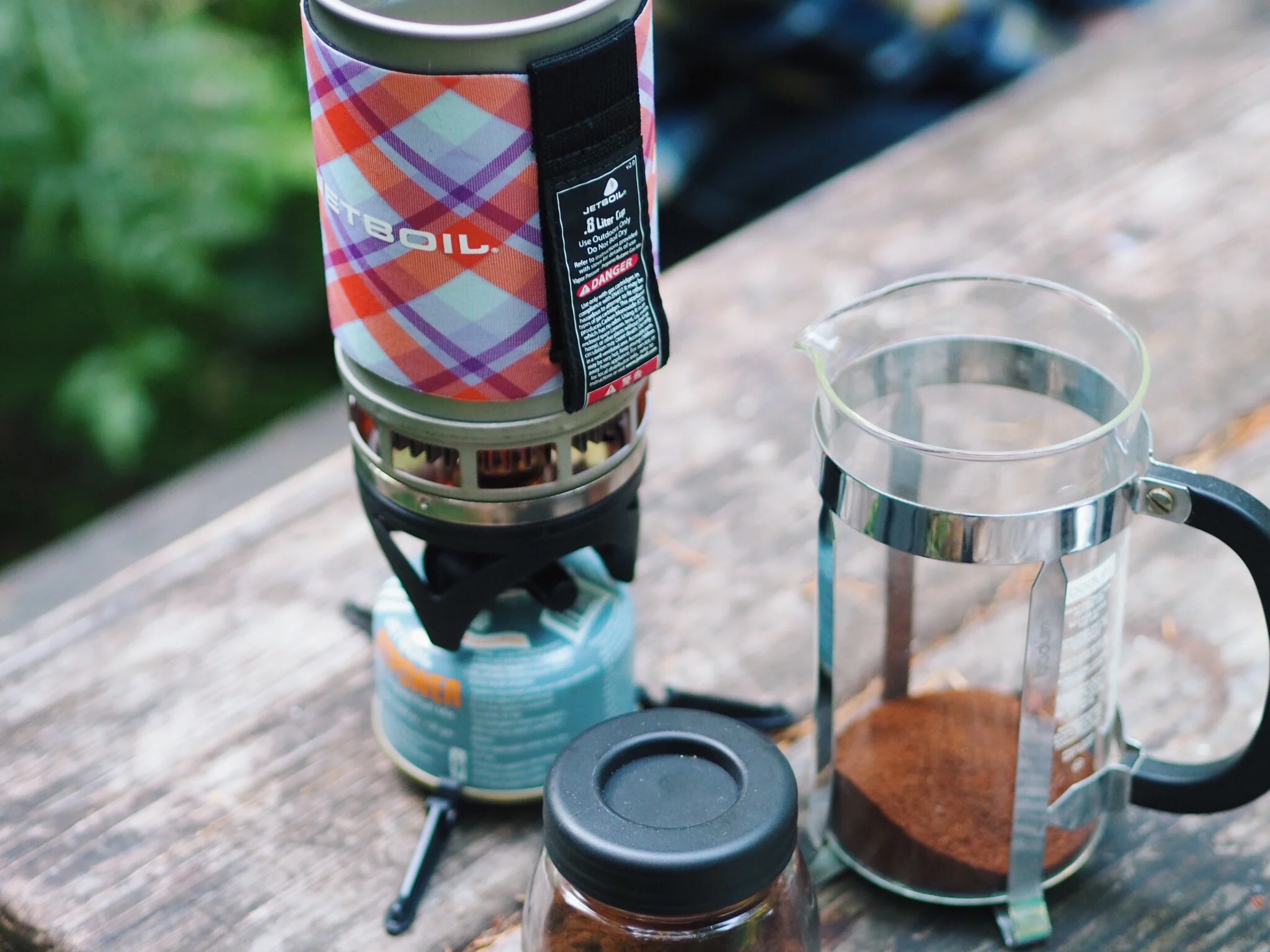 jet boil, french press, camping, oregon, coffee